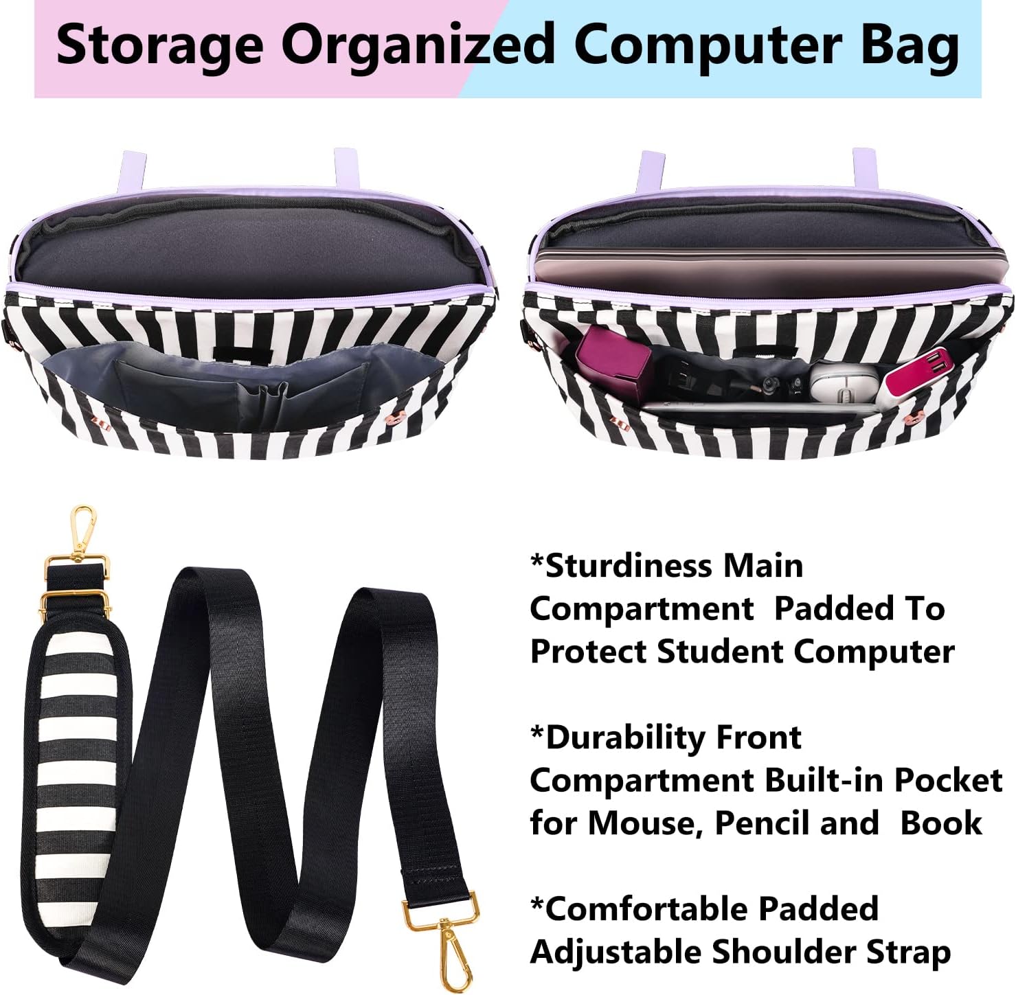 MATEIN Bolsa de mano para laptop para mujer, 15.6 pulgadas, bonita funda para computadora con bolsillo RFID para enfermeras profesoras, bolso de
