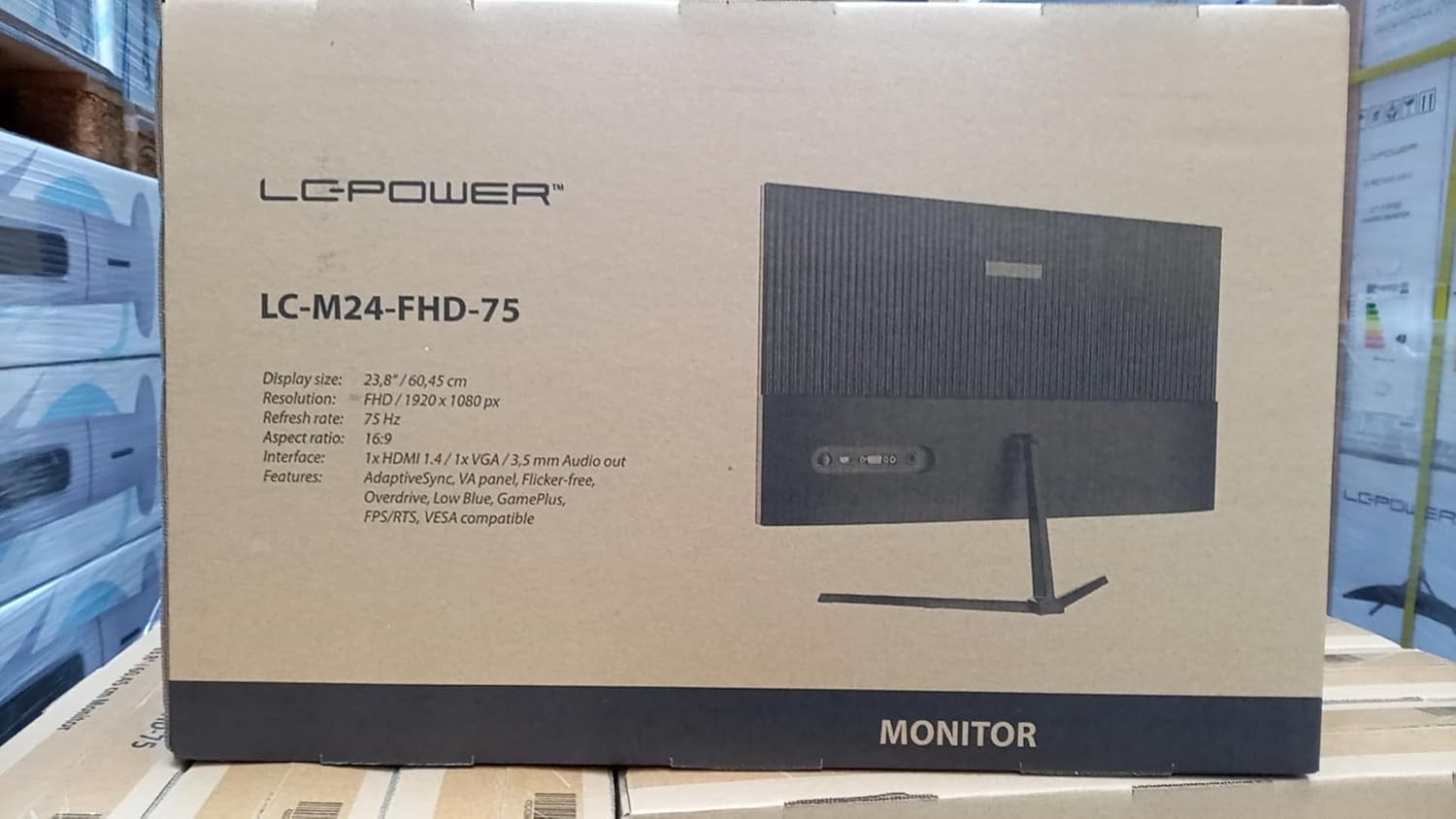 LC-Power Monitor PC, monitor FHD de 24 pulgadas para oficina en casa, resolución de 1920 x 1080, frecuencia de actualización de 75 Hz,