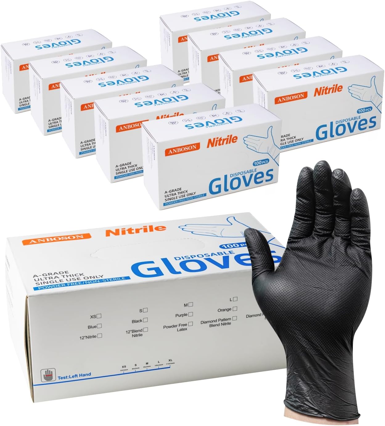 Heavy Duty Nitrile Gloves – 8 Mil Thickness, Latex-Free, Powder-Free, Ideal for Mechanics and Industrial Use