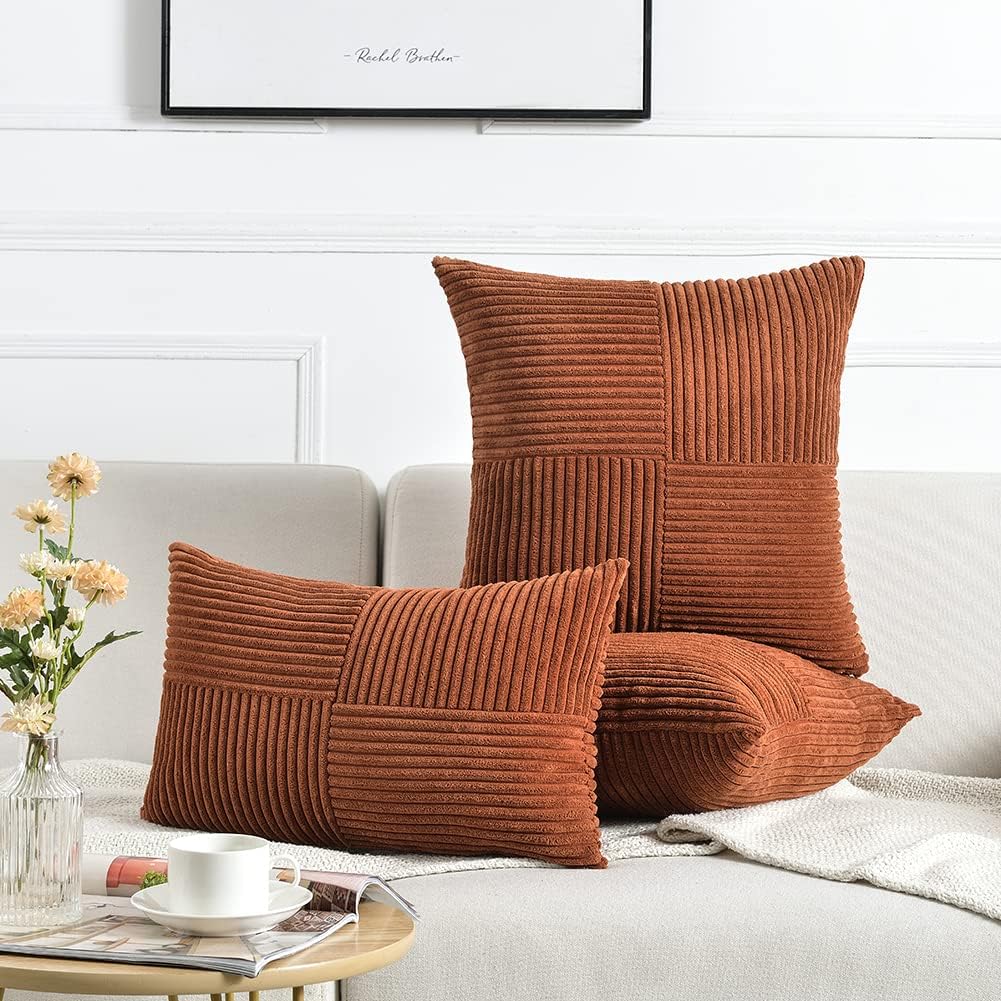 Fancy Homi Fundas de almohada decorativas de color óxido de 20 x 20 pulgadas para sala de estar, sofá cama, estilo rústico, estilo bohemio,