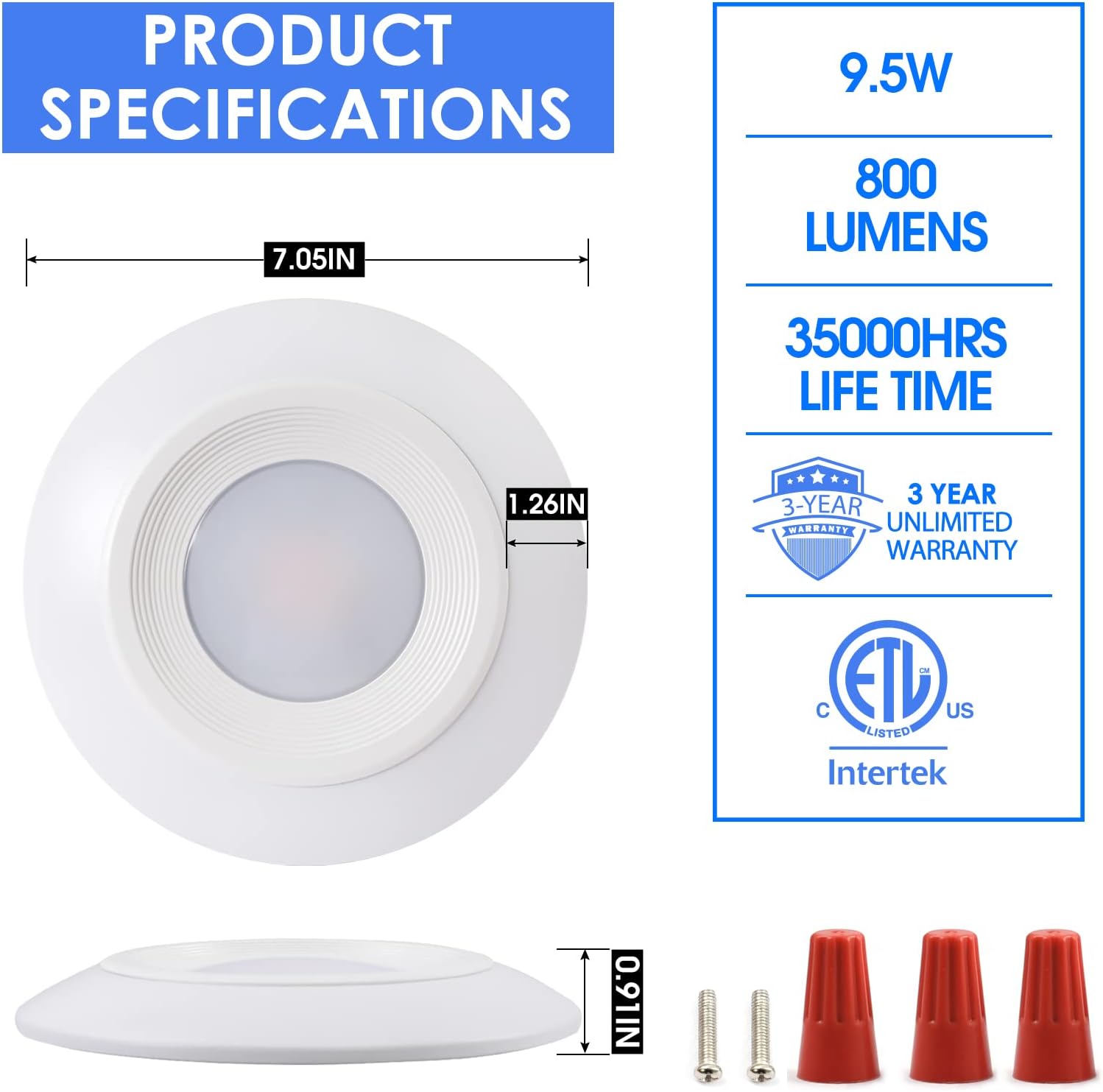 E ENERGETIC LIGHTING Luz de disco LED regulable de 56 pulgadas, 9.5 W, 800 lúmenes, luz de techo de montaje en superficie, luz blanca fría de bajo