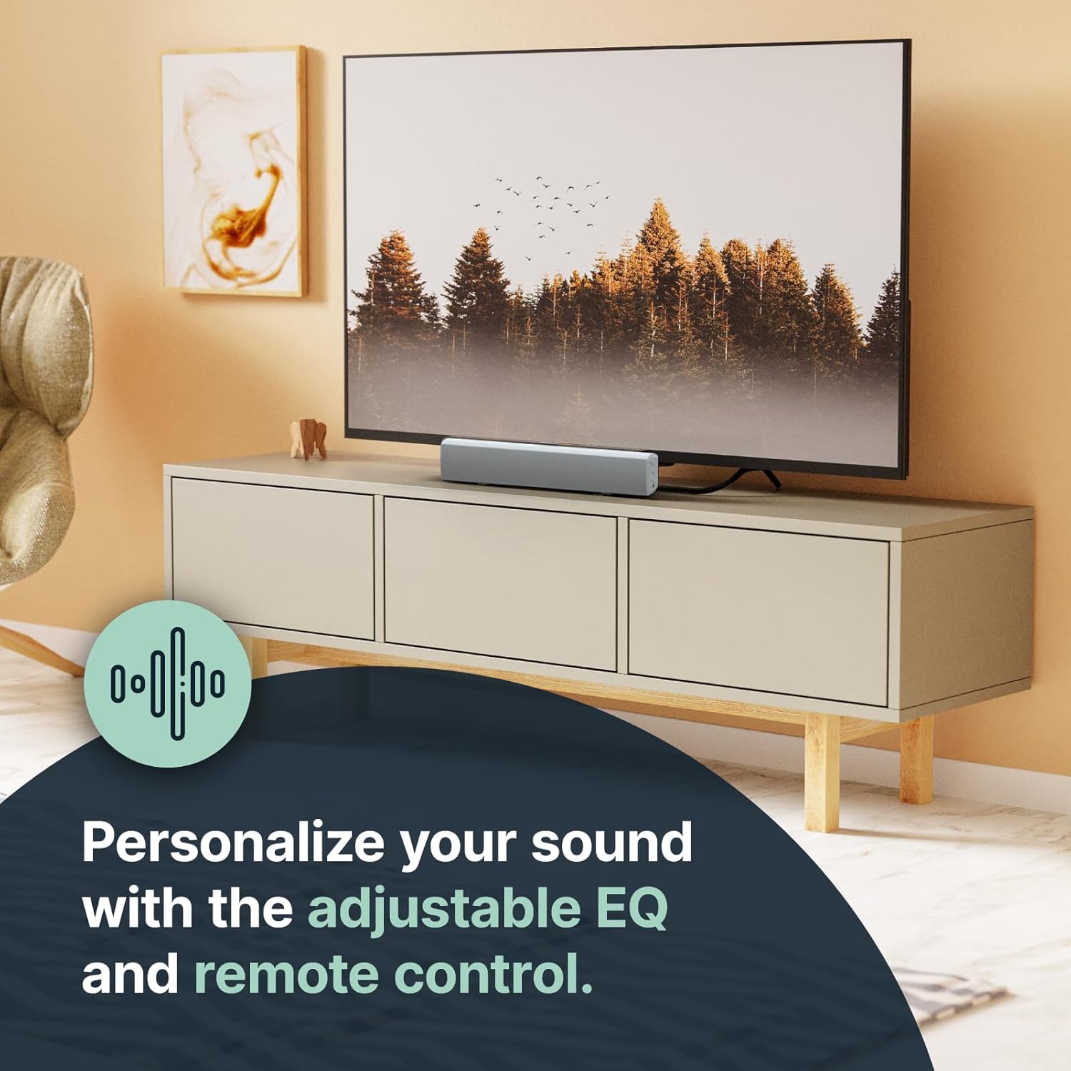 Majority Barra de sonido para Smart TV, 50 vatios, barra de sonido de TV Bluetooth 2.0, barras de sonido de audio para el hogar de 15 pulgadas,