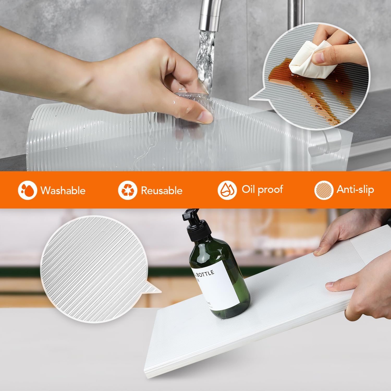 Revestimientos para armarios de cocina, revestimientos de gabinetes no adhesivos para cocina, estantes, refrigeradores, 16 pulgadas x 20 pies,