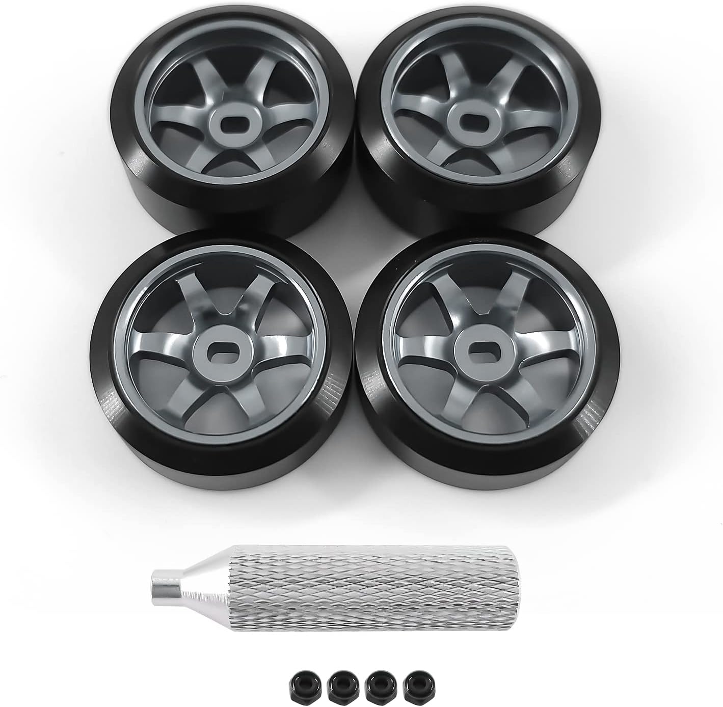 Llantas de rueda de 6 radios y neumáticos de deriva de coche RC para 128 RC Hobby modelo, 2 N+2* W 4 llantas de aleación de aluminio de 0.787 in