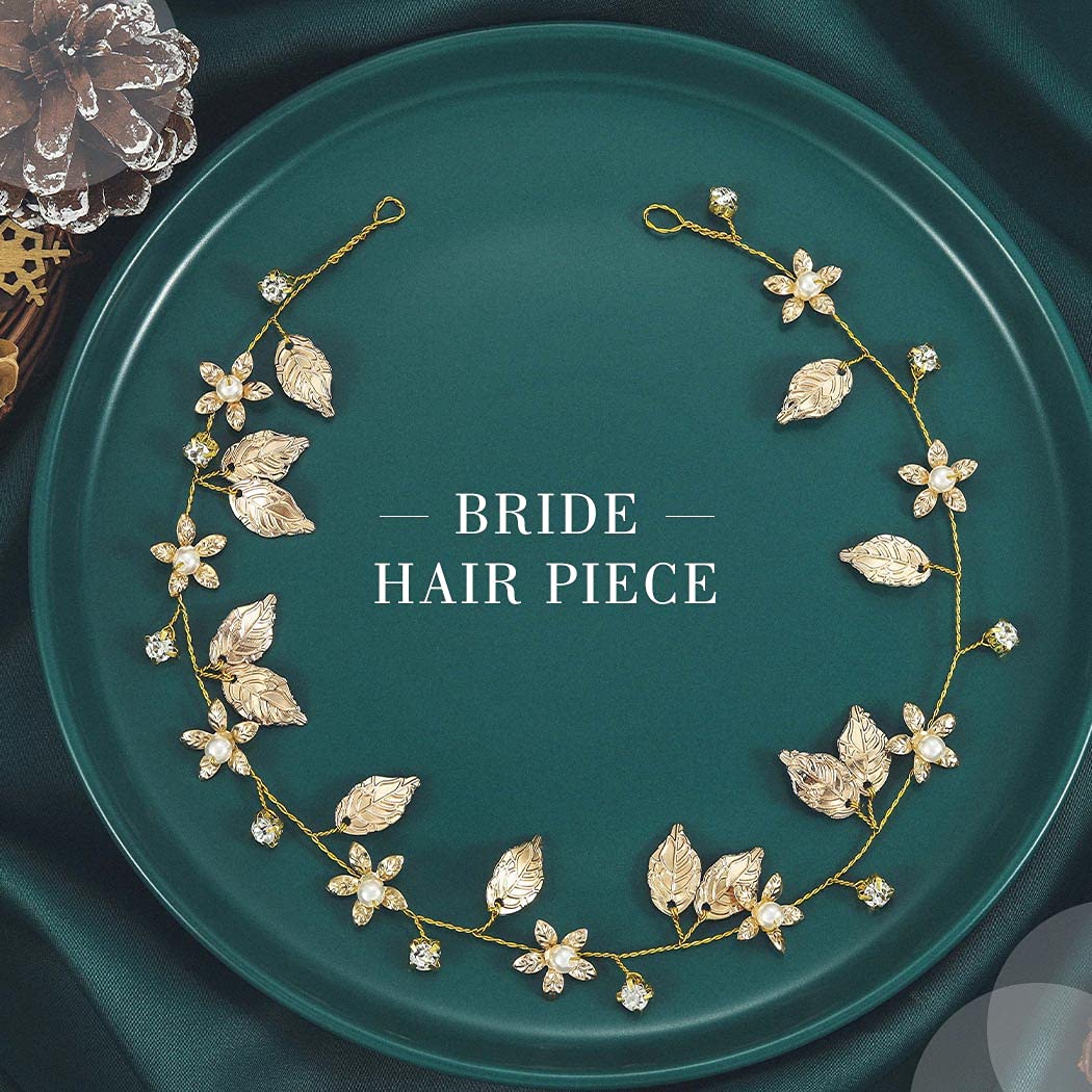 Yean Diadema de novia para el pelo de la boda con hojas doradas, accesorios de novia para mujer (dorado) (dorado)
