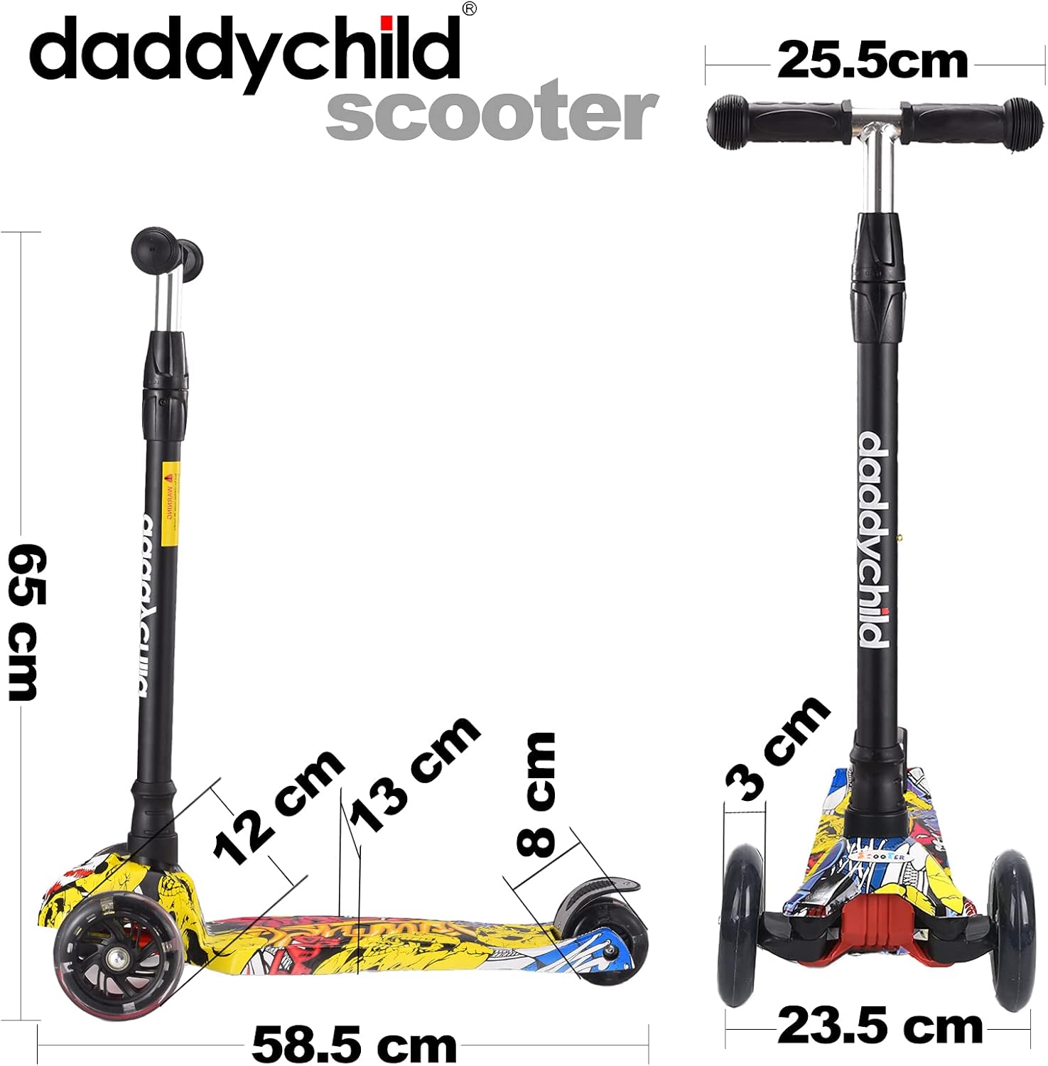 Patinetes para niños de 3 ruedas para niños y niñas pequeñas, 4 alturas ajustables, inclinación para conducir, cubierta extra ancha, ruedas