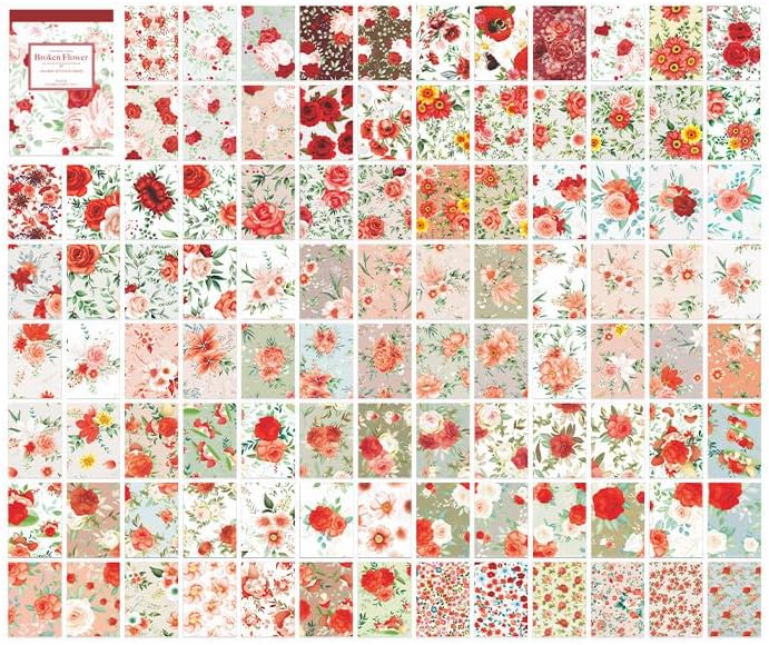 Kit de papel para álbumes de recortes, collage de flores rojas, diario, planificador, materiales, suministros de decoración de diario basura para