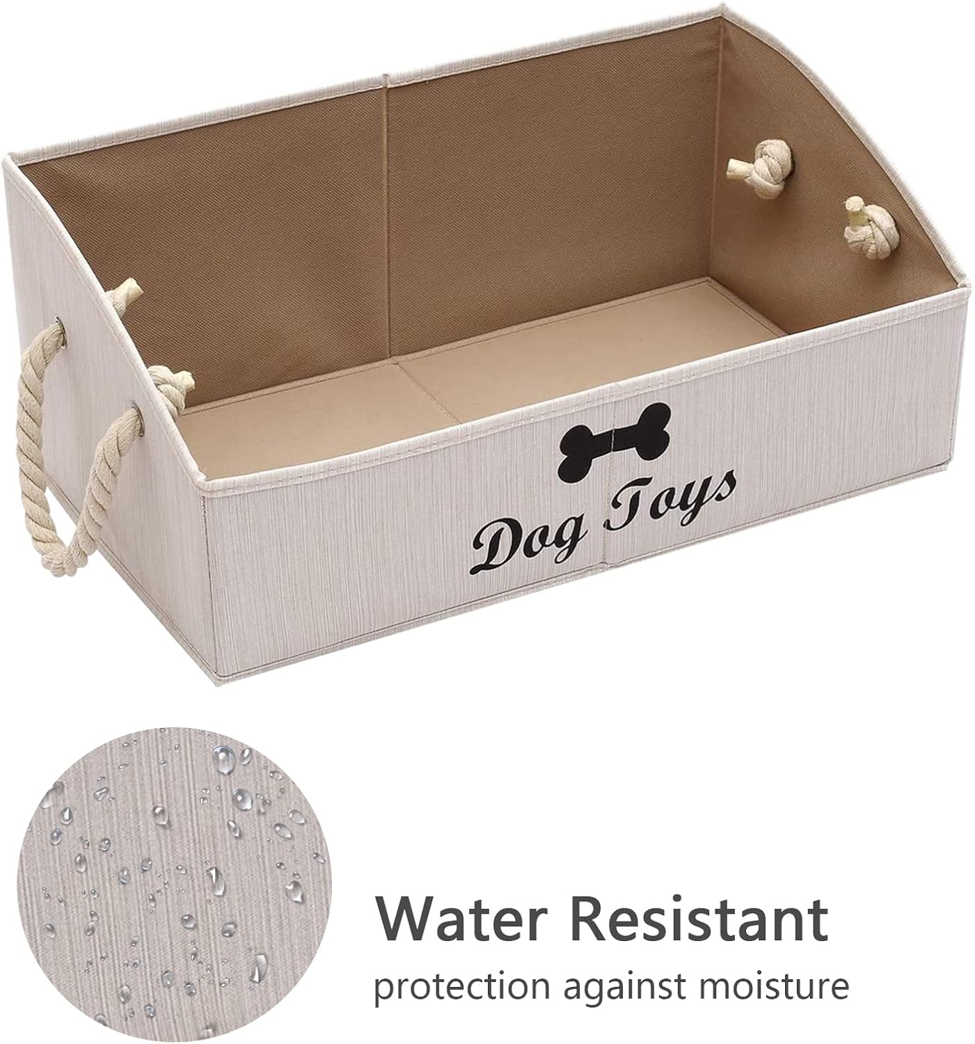 Geyecete Contenedores de almacenamiento grandes para perros, cajas organizadoras trapezoidales plegables de tela con mango de cuerda de tejido,