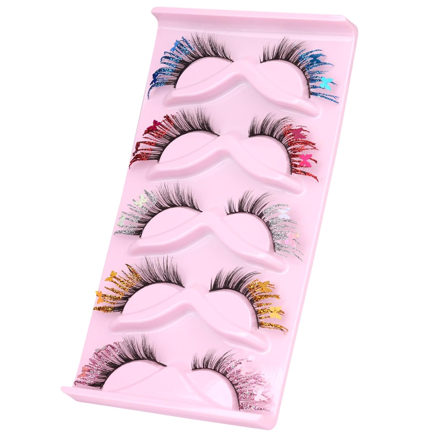 Pestañas con purpurina, pestañas de ojo de zorro de colores, decoraciones de Navidad, Halloween, 0.669 in, alas de ángel, pestañas postizas 3D Bratz