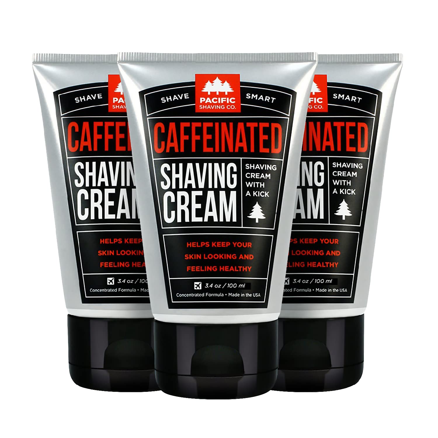 Pacific Shaving Company Crema de afeitar con cafeína ayuda a reducir la apariencia de enrojecimiento con ingredientes naturales seguros y derivados