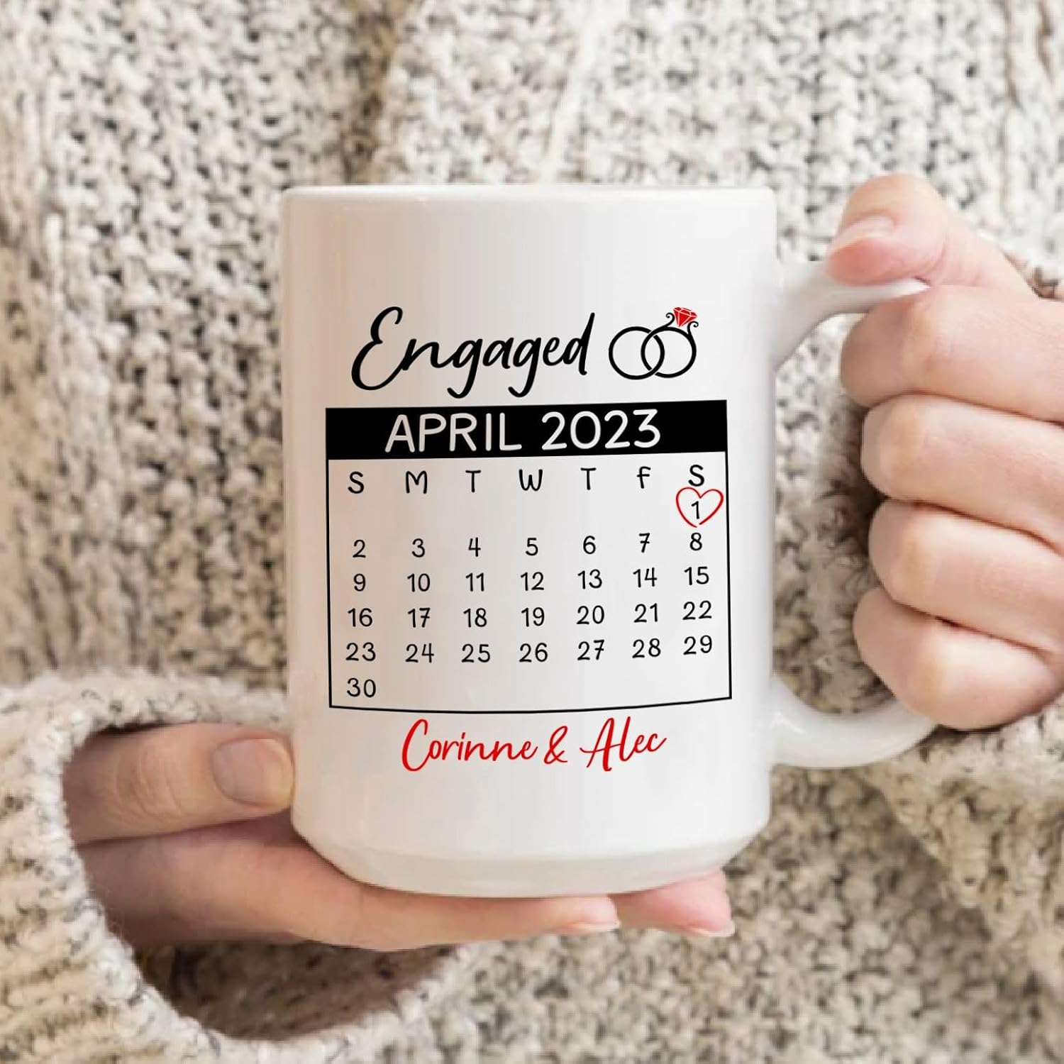 Taza de cerámica comprometida personalizada, tazas de compromiso regalo para pronto ser novia y novio, regalos de compromiso para recién casados