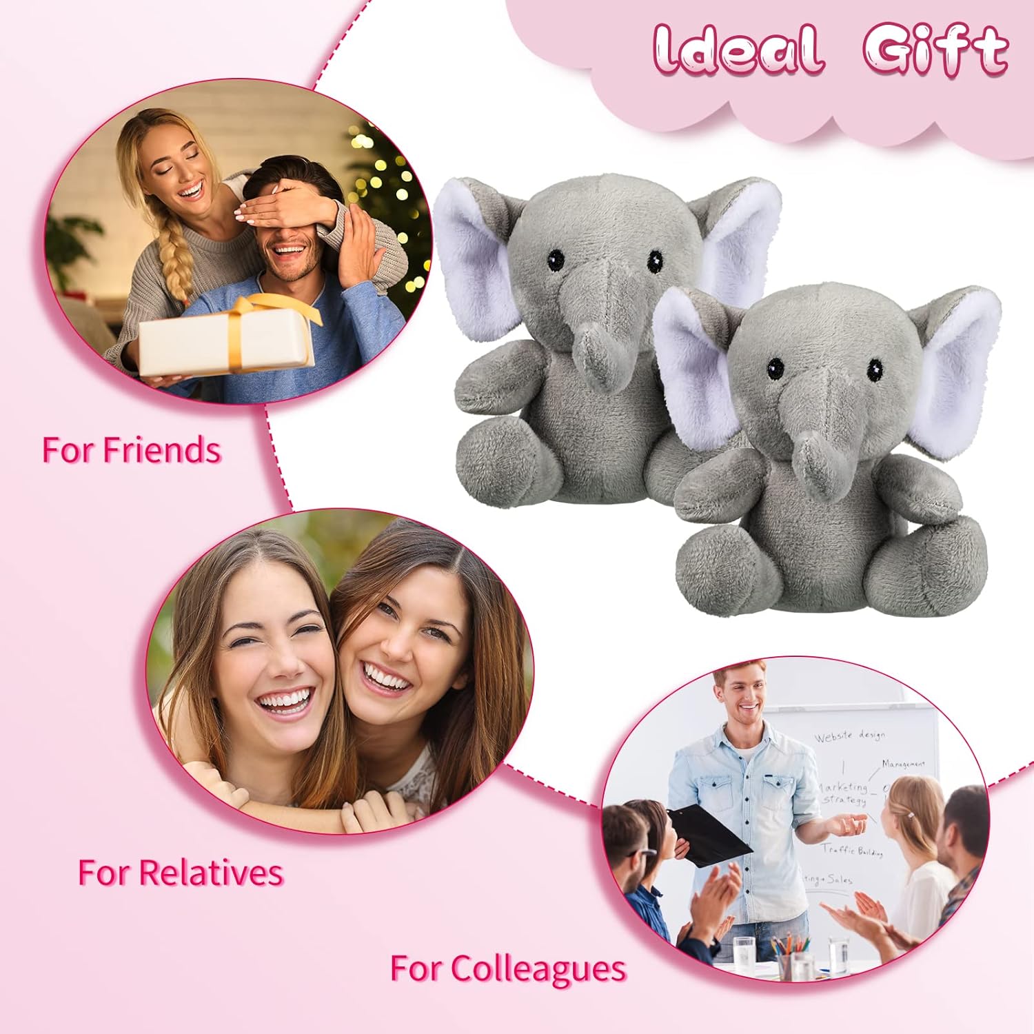 Skylety 4 piezas de mini elefante, juguetes de peluche de elefante, lindos animales suaves del bosque para baby shower, niños y niñas, suministros