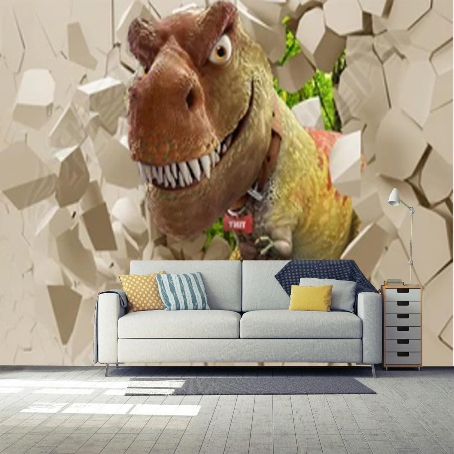 Papel tapiz autoadhesivo de tamaño personalizado, diseño de animales, tigre, león, dinosaurio, 3D, despegar y pegar, calcomanías de pared grandes