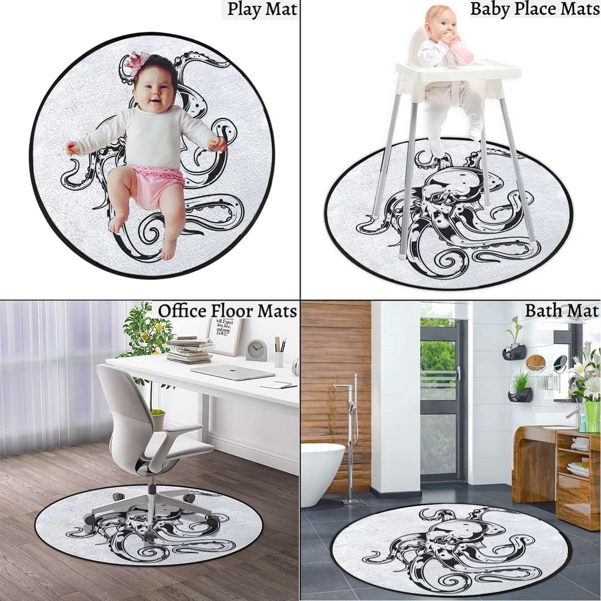 Kraken – Tapete para silla de piso de madera dura, con cancelación de ruido, tapete redondo antideslizante para silla de oficina, para el hogar,