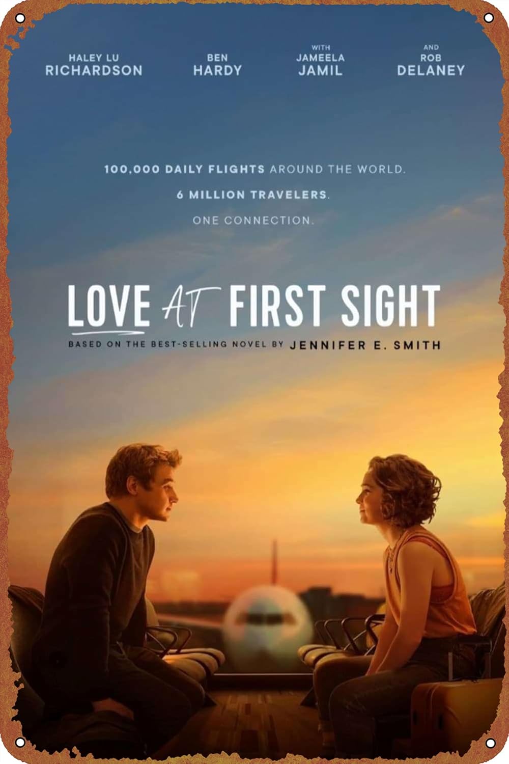 Póster de película Love at First Sight con aspecto vintage, letrero de metal de estaño, decoración de pared, 8 x 12 pulgadas
