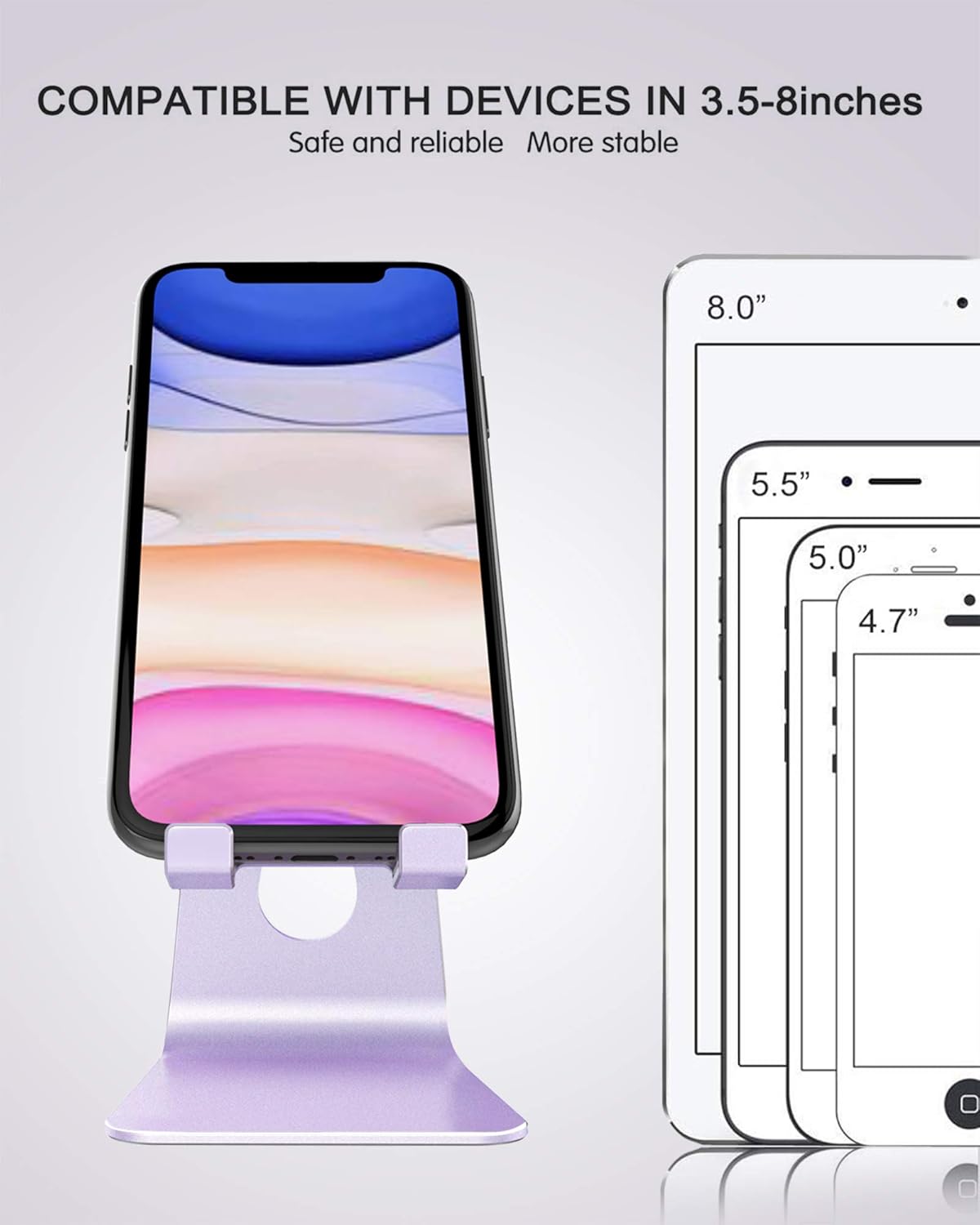 CreaDream Soporte ajustable para teléfono celular, soporte para teléfono, cuna, muelle, soporte, soporte de escritorio de aluminio compatible con