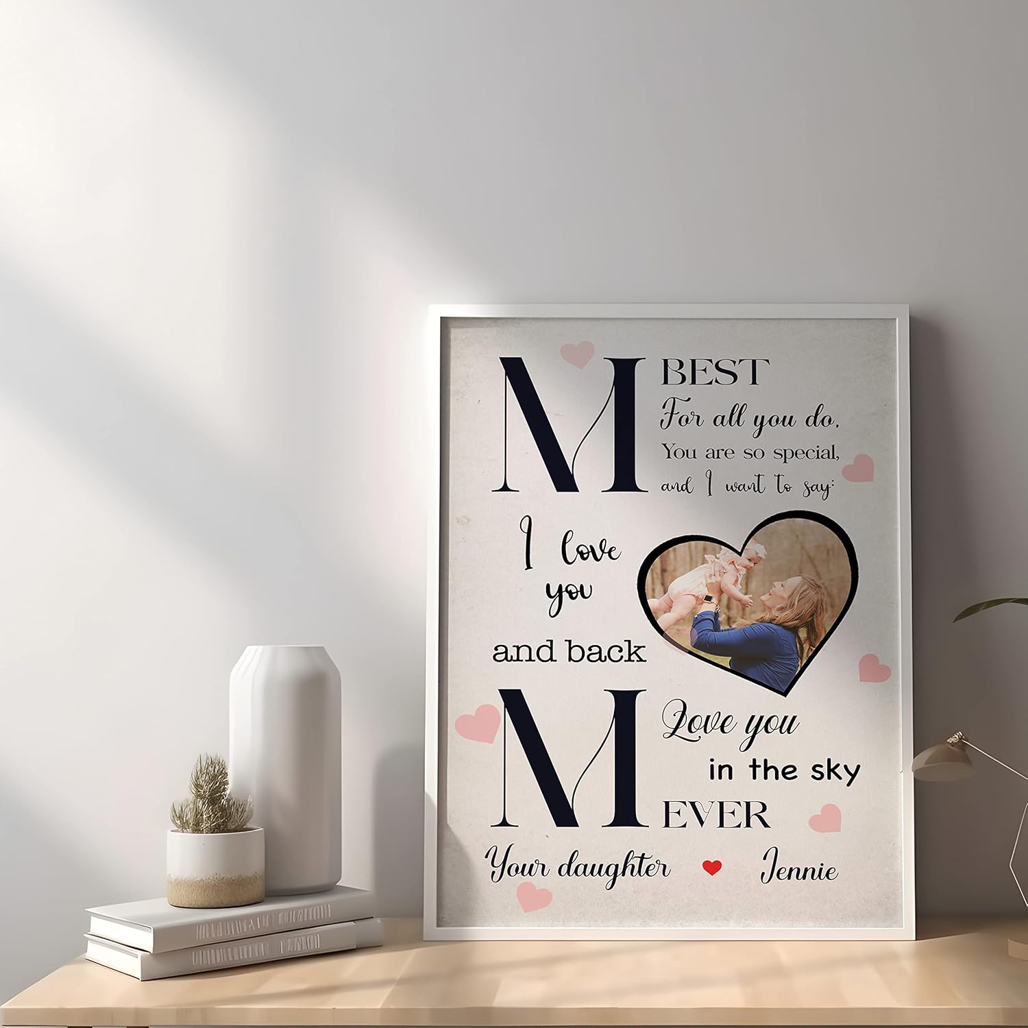 Póster personalizado para el Día de la Madre con retrato de tu foto, impresión de retrato de mamá e hija, arte de lienzo personalizado para mamá,