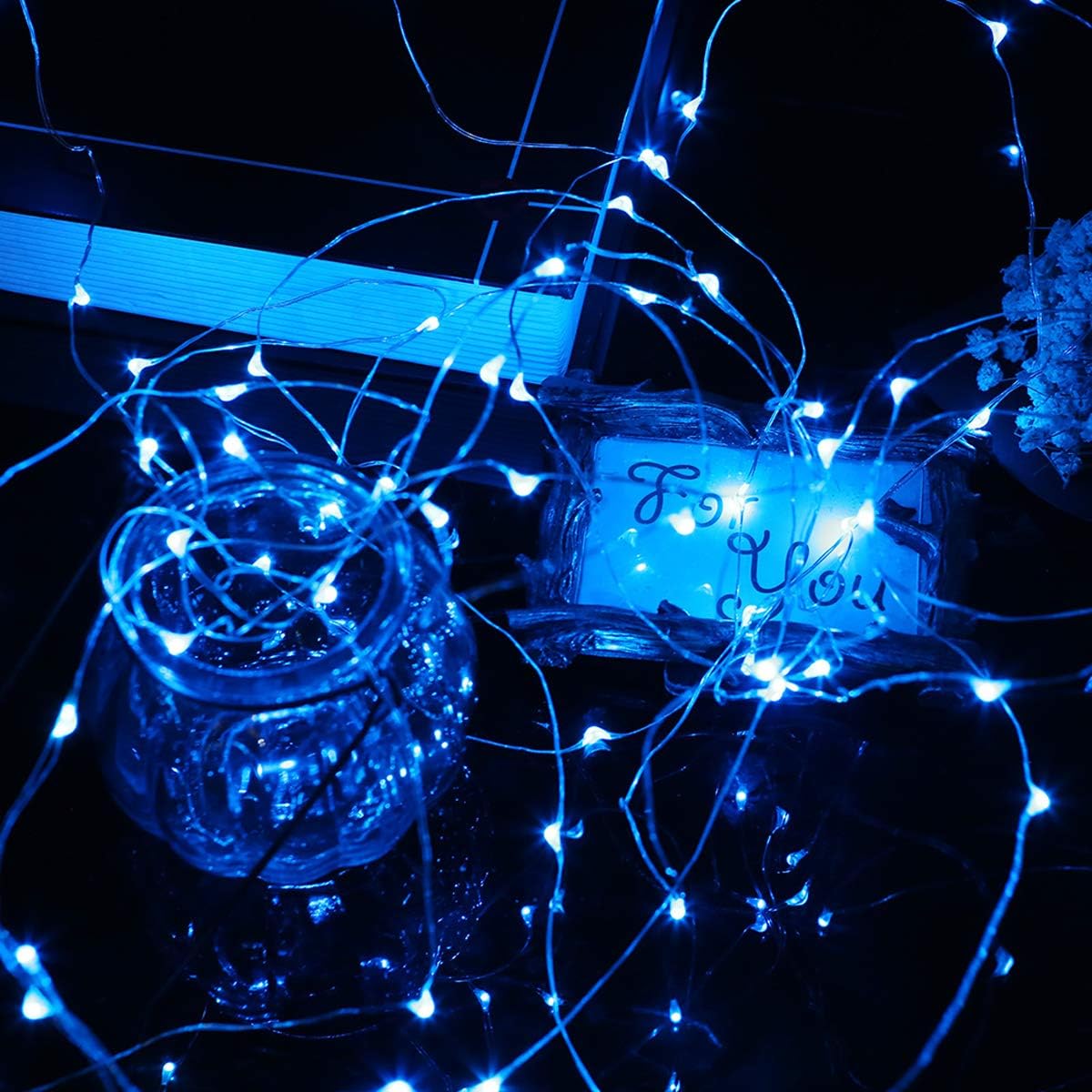 Guirnalda de luces de pilas, 1 paquete de cadena de luces LED que funcionan con 3 pilas AAA, de alambre de cobre, luces para decoración de