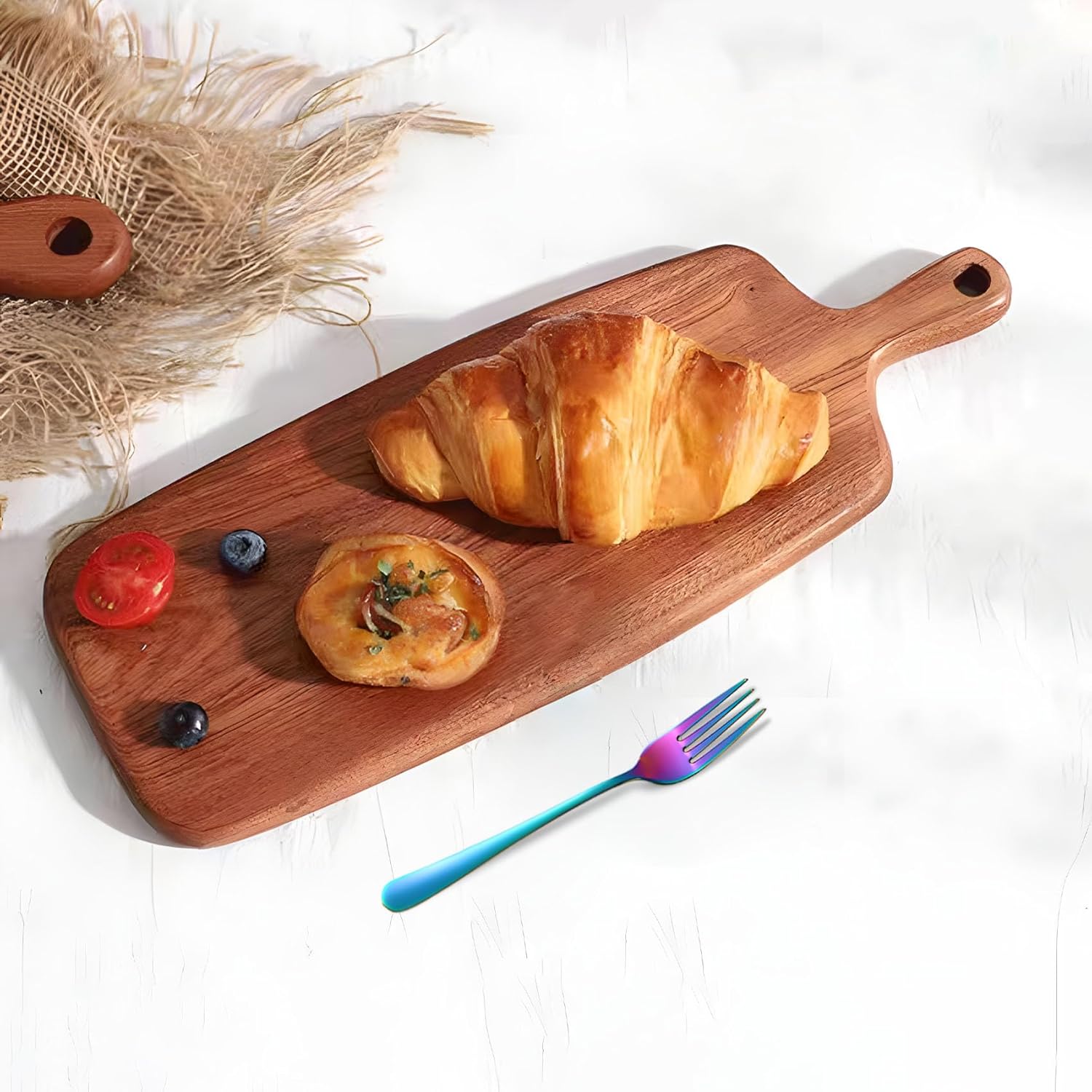 Nunnik Tabla de cortar de ébano para cocina, 15.7 x 5.9 pulgadas, ideal para carne, queso, verduras, pan, charcutería, tabla de cortar de madera con