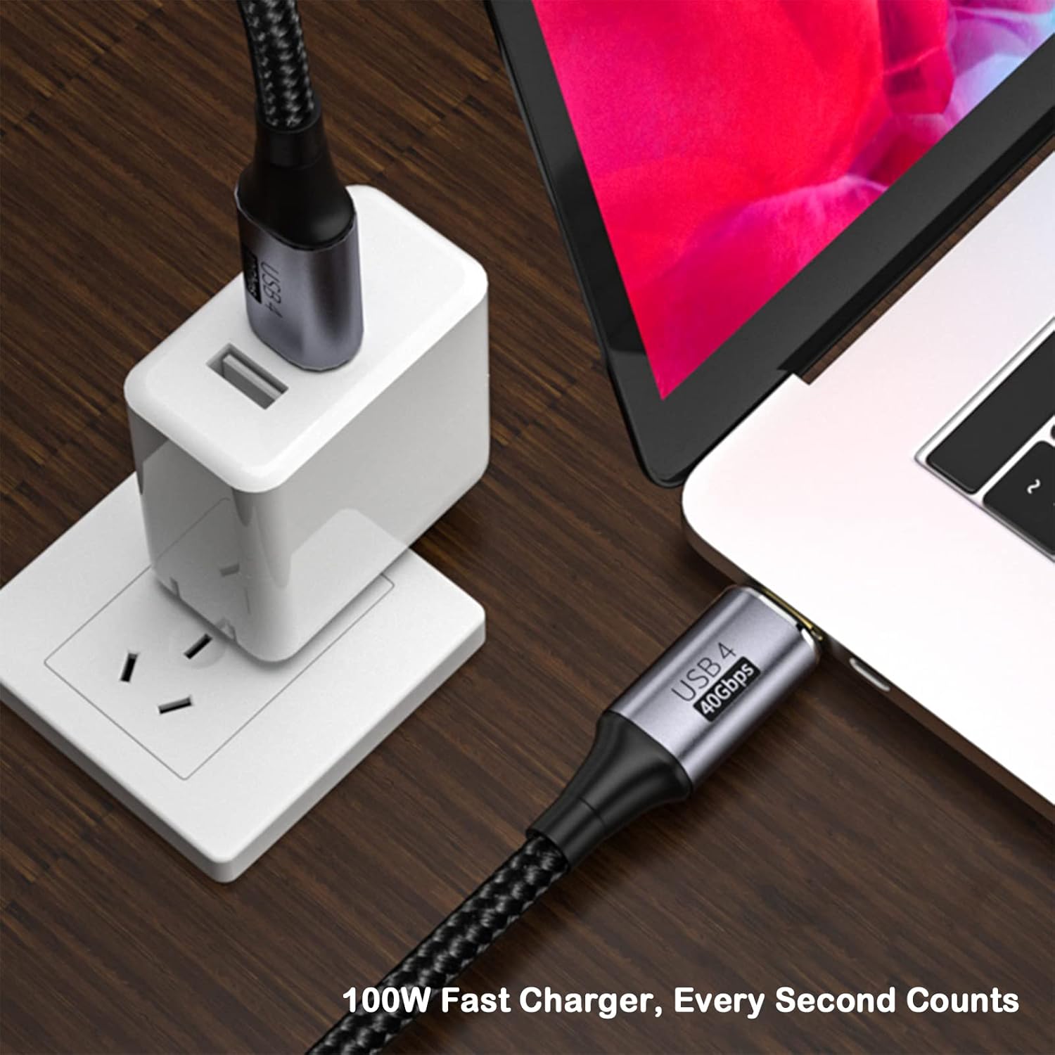 Cable USB C Thunderbolt 4 (1.6 pies, paquete de 2), cable USB C a C compatible con Thunderbolt 43, USB 4, carga de 100 W, pantalla 8K, transferencia