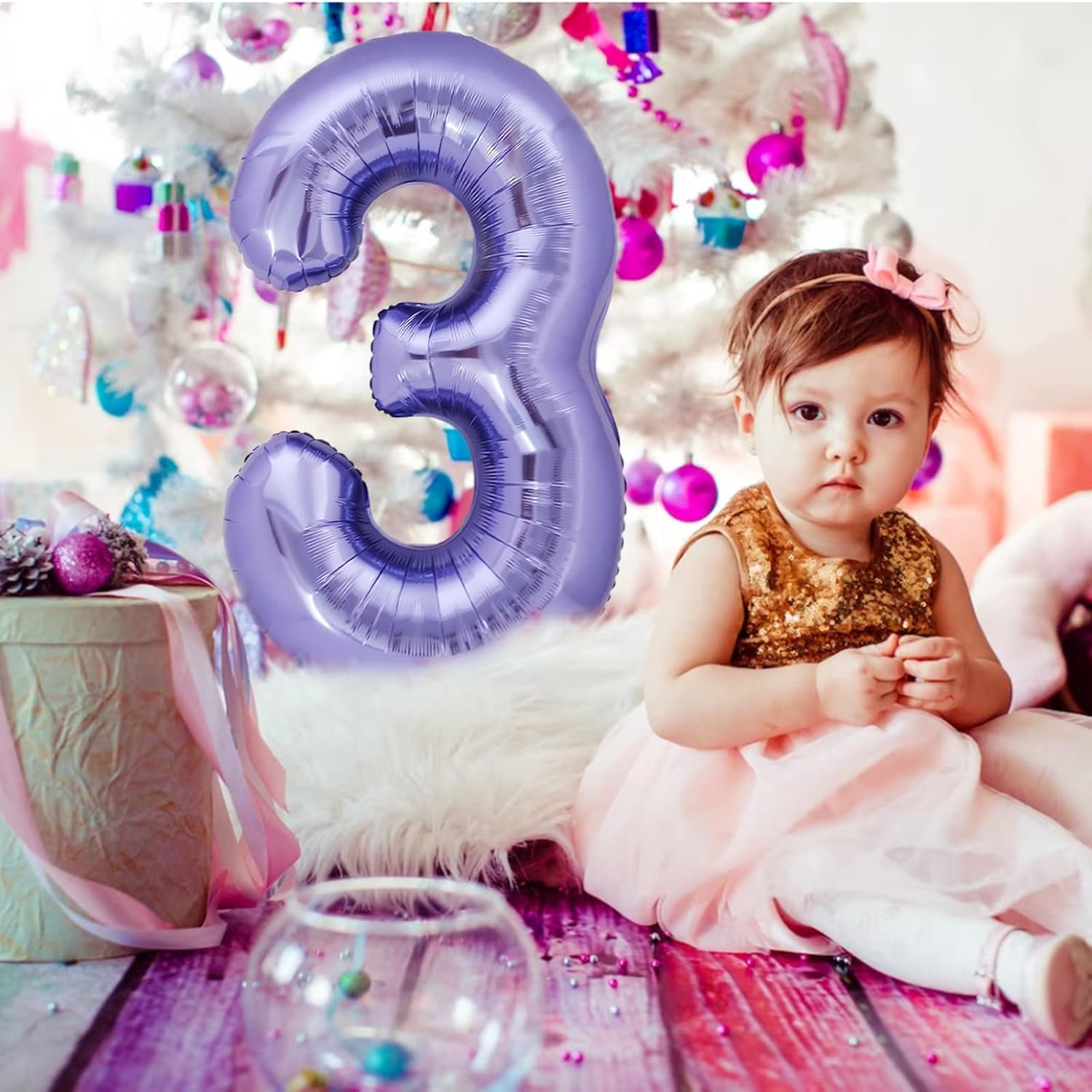 Globo morado gigante de 40 pulgadas con el número 3, globos de aluminio de Mylar con helio para fiestas de cumpleaños, decoraciones de tercer