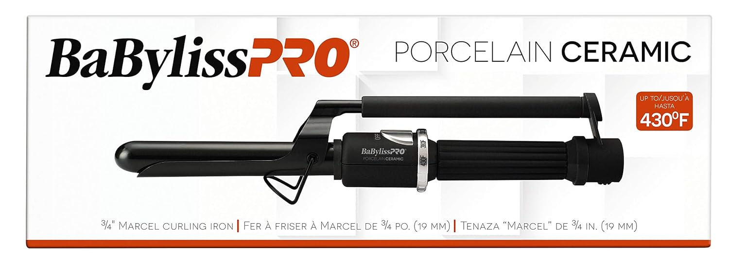BaBylissPRO Rizador de pelo Marcel de cerámica de porcelana para ondas suaves y elegantes