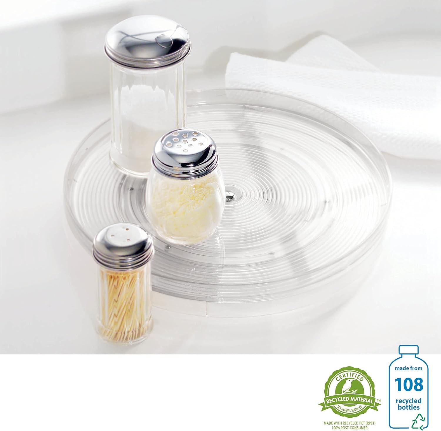 iDesign 54030M2 Linus – Plataforma giratoria para cocina, despensa o encimera, 11 pulgadas, transparente, 2 unidades