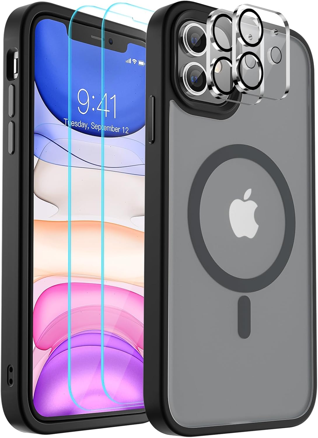 SUPFINE Funda magnética para iPhone 11 compatible con MagSafe protección contra caídas de grado militar de 10 pies 2X protector de pantalla de