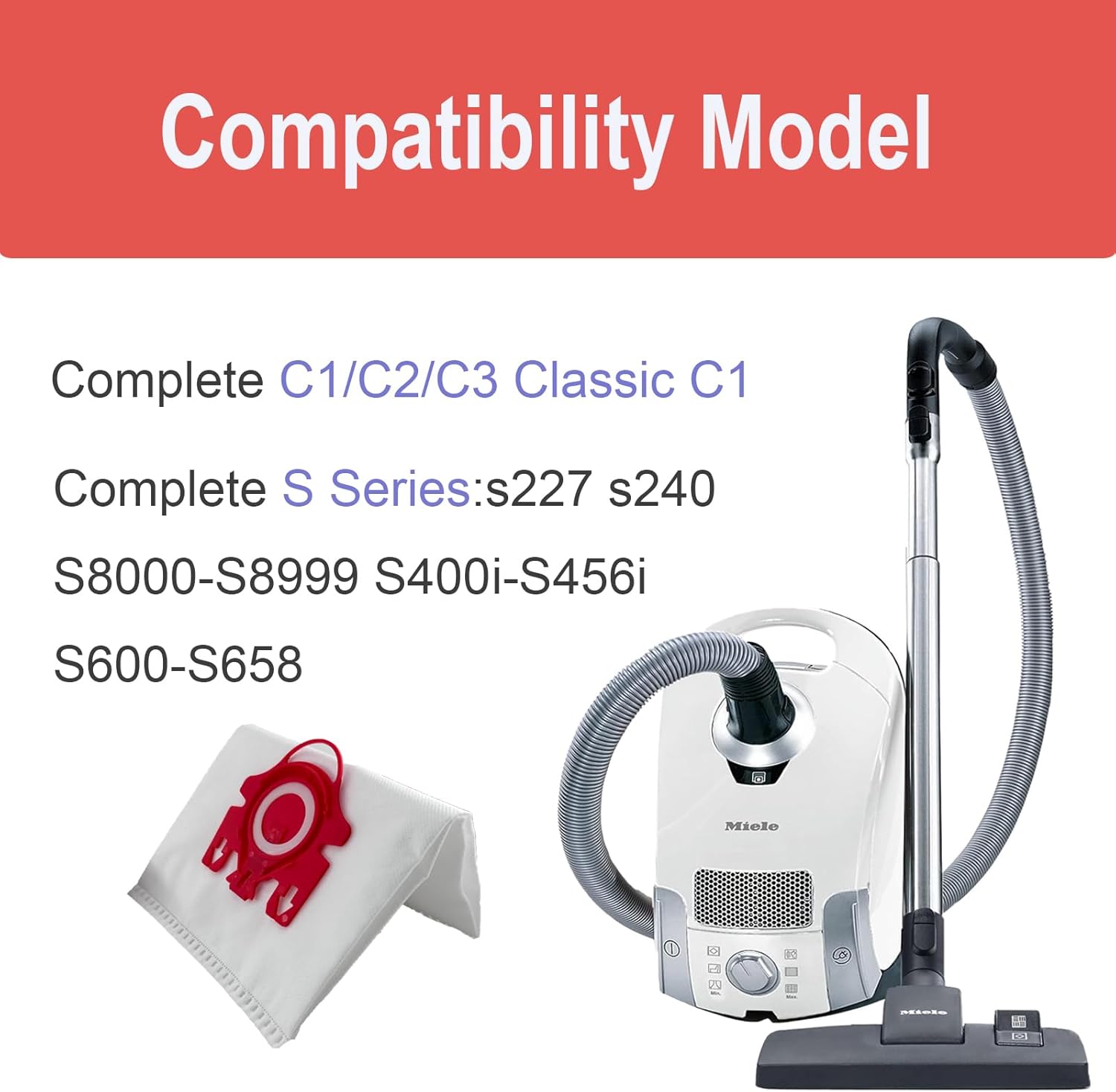 Paquete de 10 bolsas Airclean GN 3D para aspiradora compatibles con Miele Classic C1 Complete C1, C2, C3, S400i S600 S2 S5 S8 Series con 3 filtros