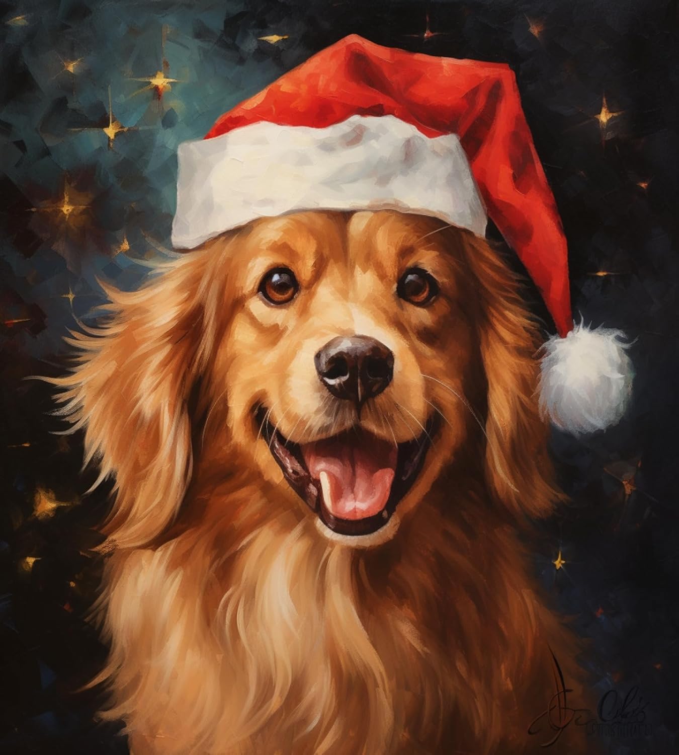 PIPISKY Perro de Navidad, pintura por números, kit de actividades artísticas grandes y fáciles, pintura de artes y manualidades, 15.7 x 19.7 in, sin