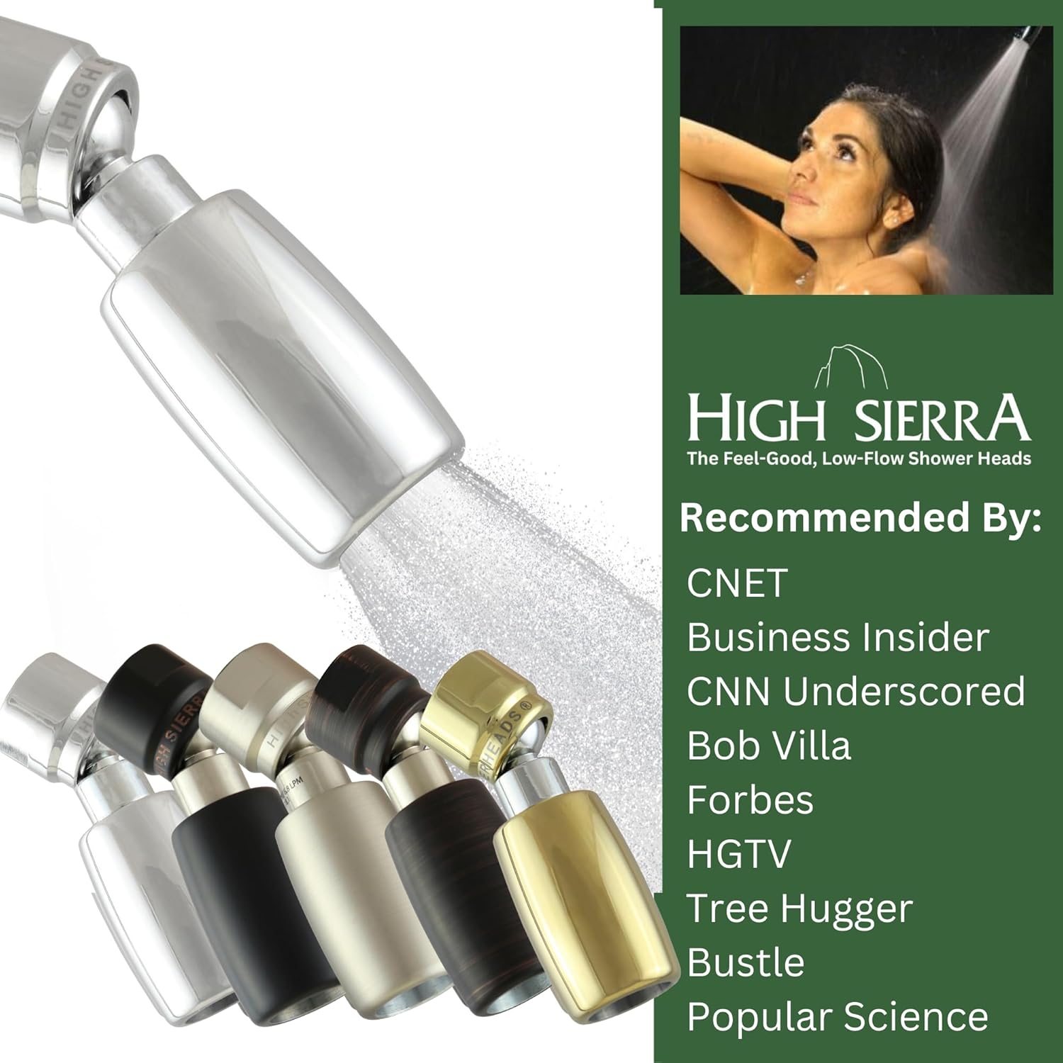 High Sierra Showerheads – Cabezal de ducha clásico totalmente metálico para exteriores – Resistente al vandalismo – Ideal para piscinas al aire
