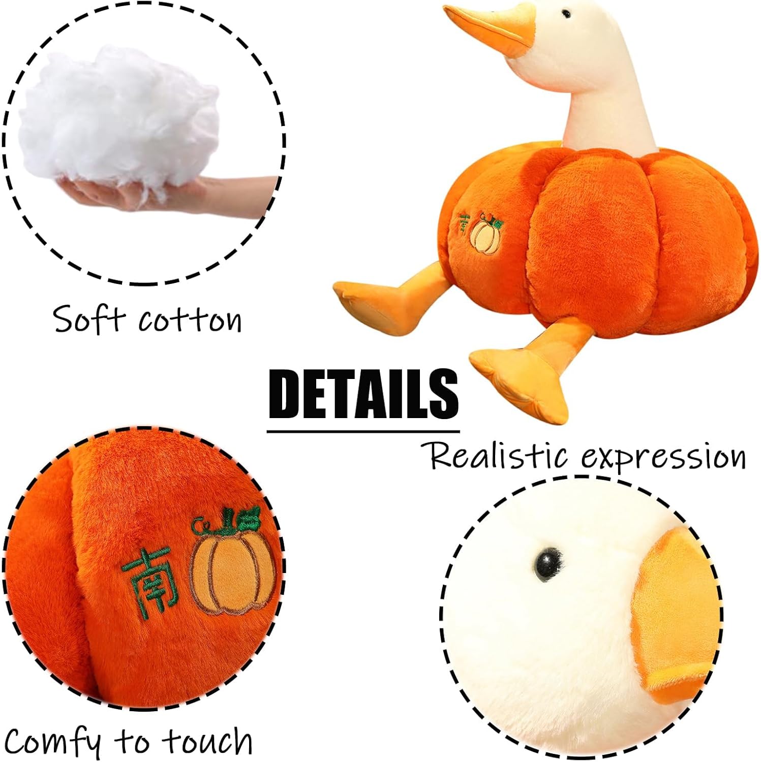 Peluche de calabaza de pato esponjoso, peluche suave, almohada para sofá, calabazas, juguetes, regalos de fiesta (11 pulgadas)