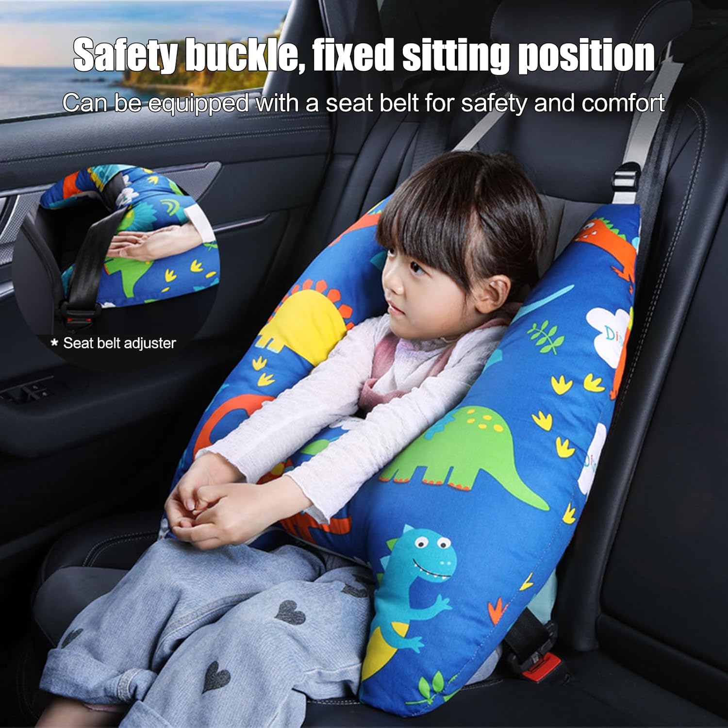 Soporte de cabeza de coche en forma de H para niños, almohadas de viaje para niños, almohada de asiento de automóvil para la cabeza y el cuerpo,