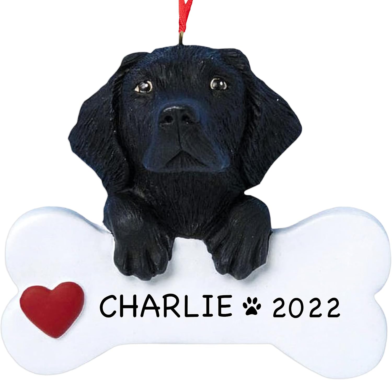 Adorno de Navidad de laboratorio negro personalizado 2023  Raza de perro labrador retriever negro con hueso y corazón decoración de árbol de Navidad