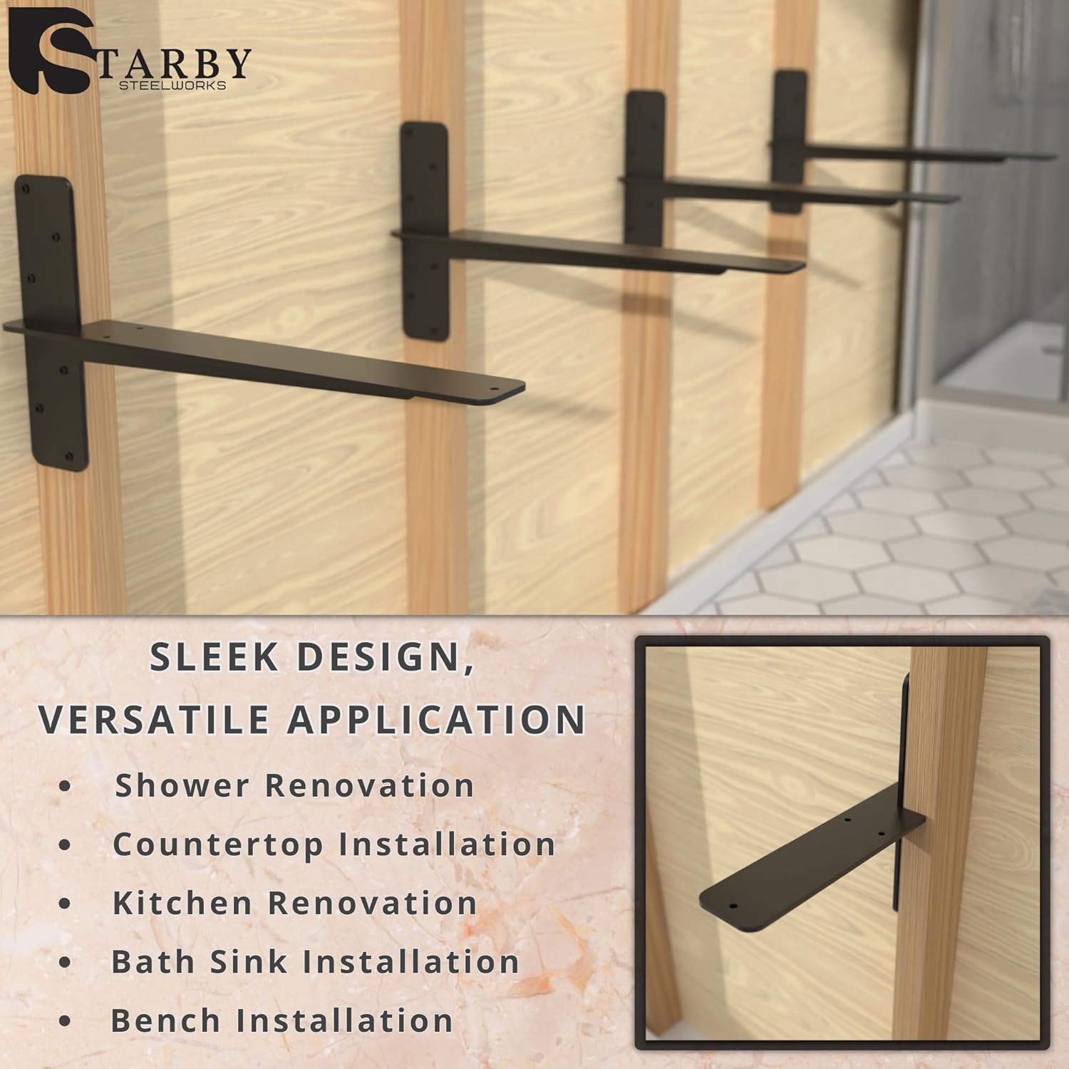 Starby Soporte de granito flotante de alta resistencia  Soporte en T de alta calidad para estanterías voladizas  Soporte fuerte e invisible para
