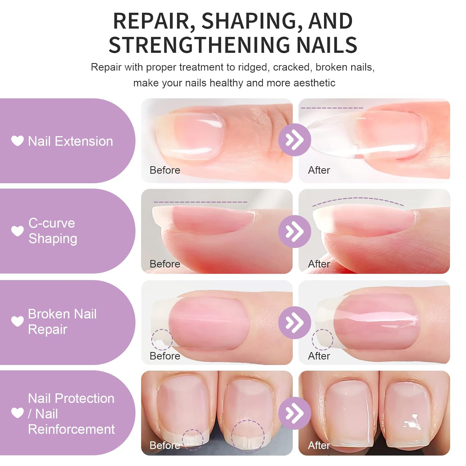 X&D Kit de uñas de poligel natural transparente de 5 colores, kit de gel de uñas de poli para extensiones de uñas con formas de uñas, formas dobles,
