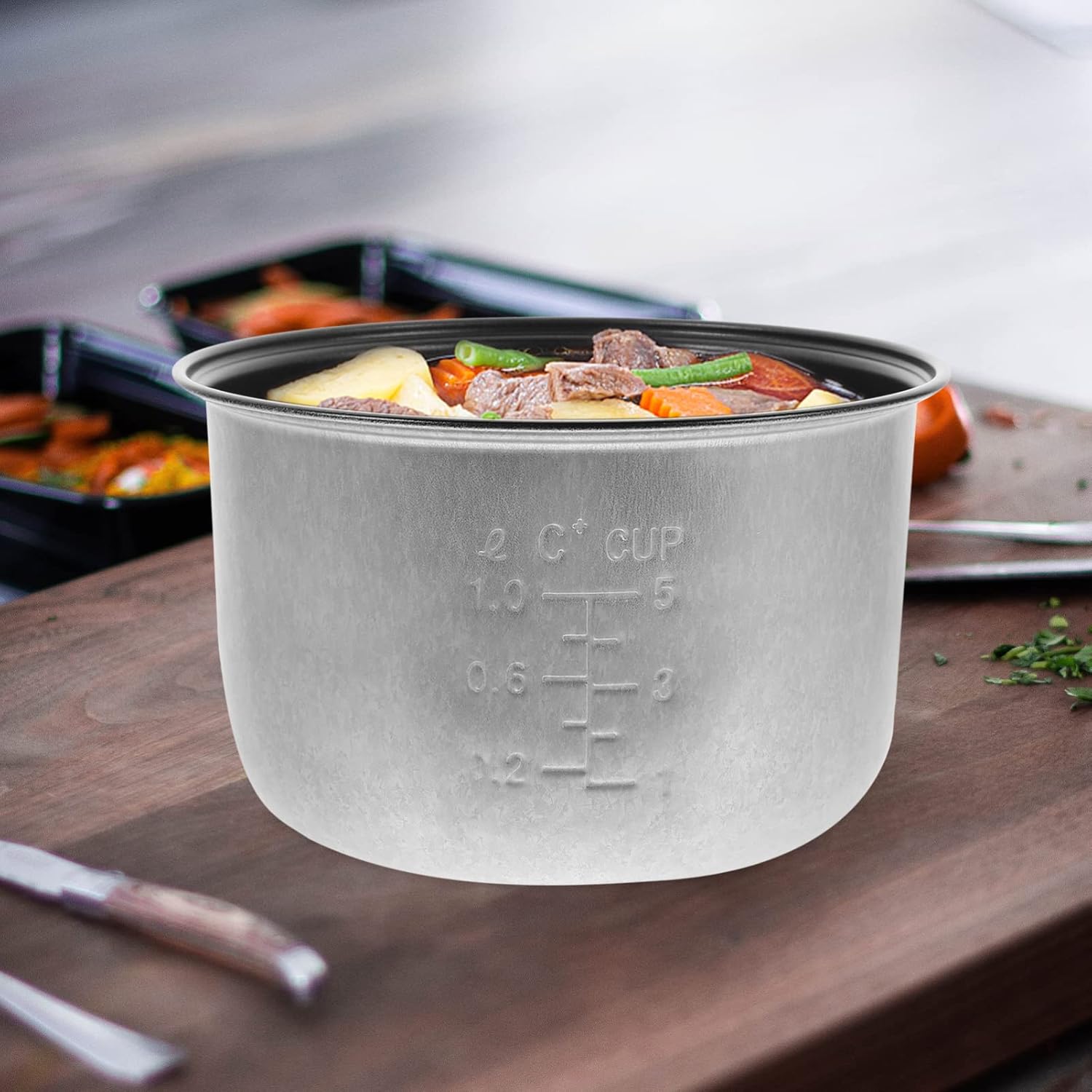Olla arrocera de 8 tazas, 2 tazas, 1 juego de olla arrocera interior olla arrocera antiadherente recipiente de cocción de arroz Accesorios para