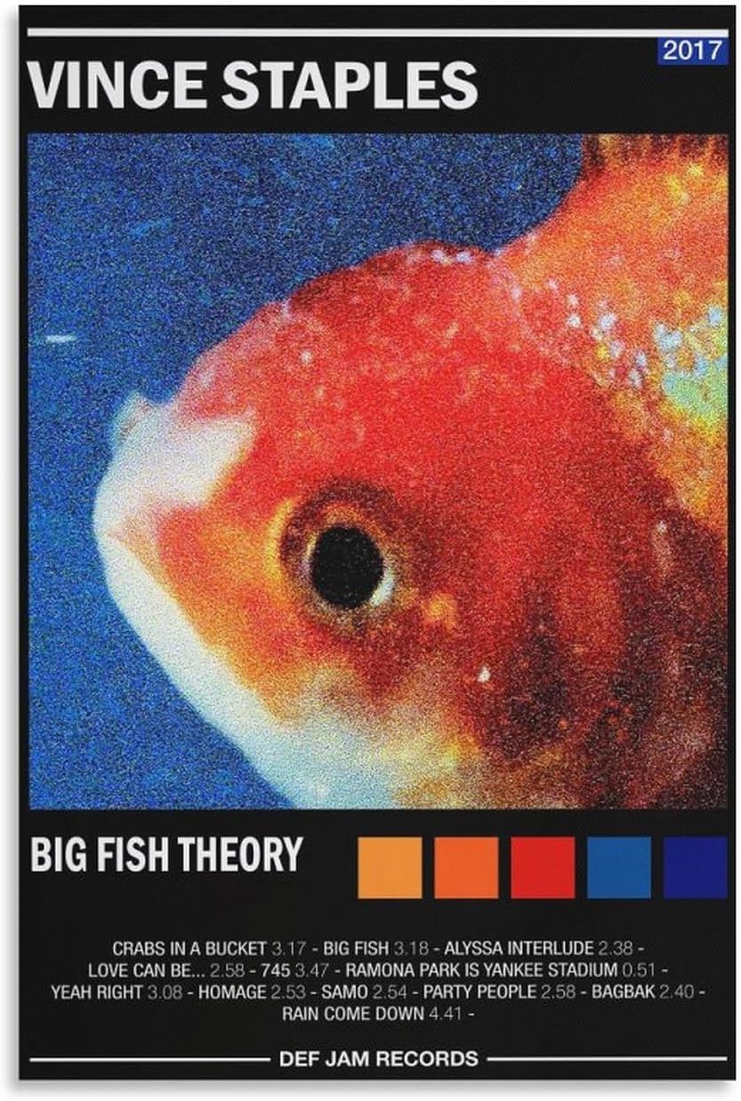 BATTTX Vince Staples – Póster en lienzo con diseño de teoría de peces grandes, pintura decorativa para pared, sala de estar, dormitorio, decoración,