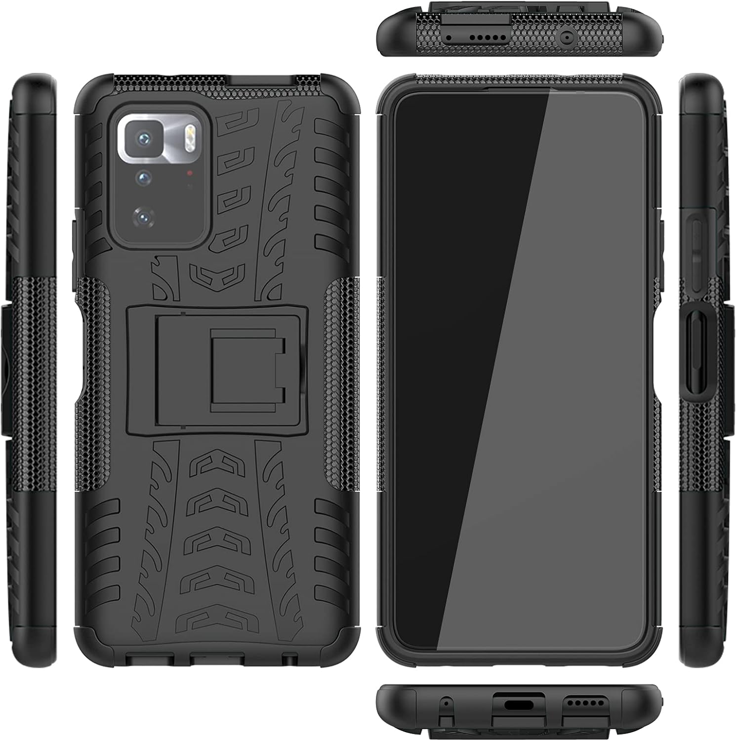 Funda para Xiaomi Redmi Note 10 Pro 5G, Funda para Xiaomi Poco X3 GT 5G 21061110AG Case 2 en 1 con Kickstand Cases Cover Negro