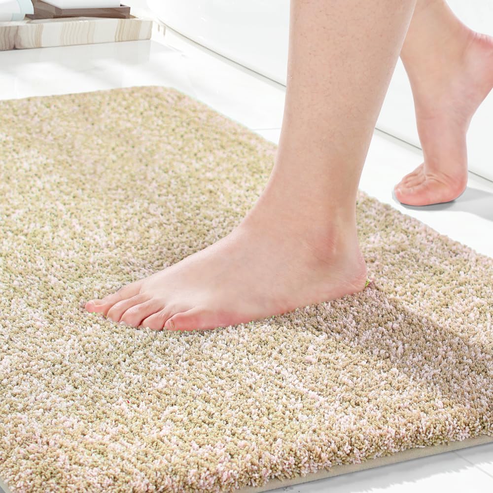 Yimobra Alfombras de baño, extra suaves y cómodas, antideslizantes, absorbentes de agua y gruesas, lavables a máquina, alfombras peludas para ducha