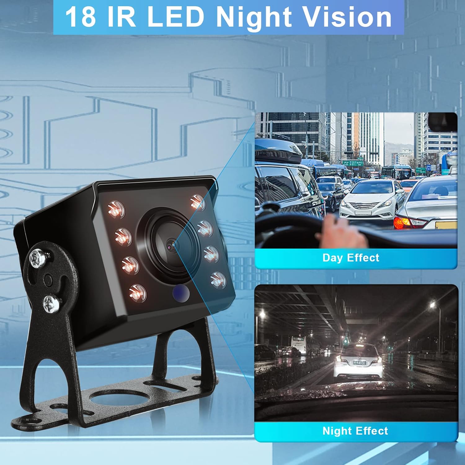 Cámara de respaldo AHD y CVBS Cable de 4 pines + conector RCA, Hodozzy IP69 impermeable cámara de visión trasera para automóvil, visión nocturna,