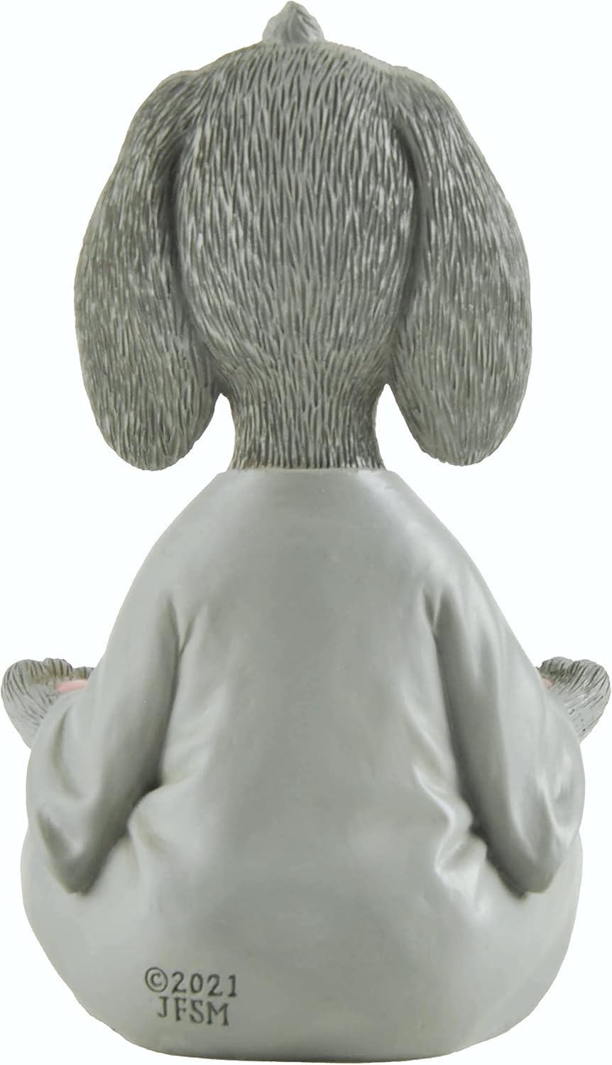 Whimsical Happy Bunny – Figura coleccionable de Buda gris para meditación y yoga, colección de conejo feliz, regalos para amantes de conejos,