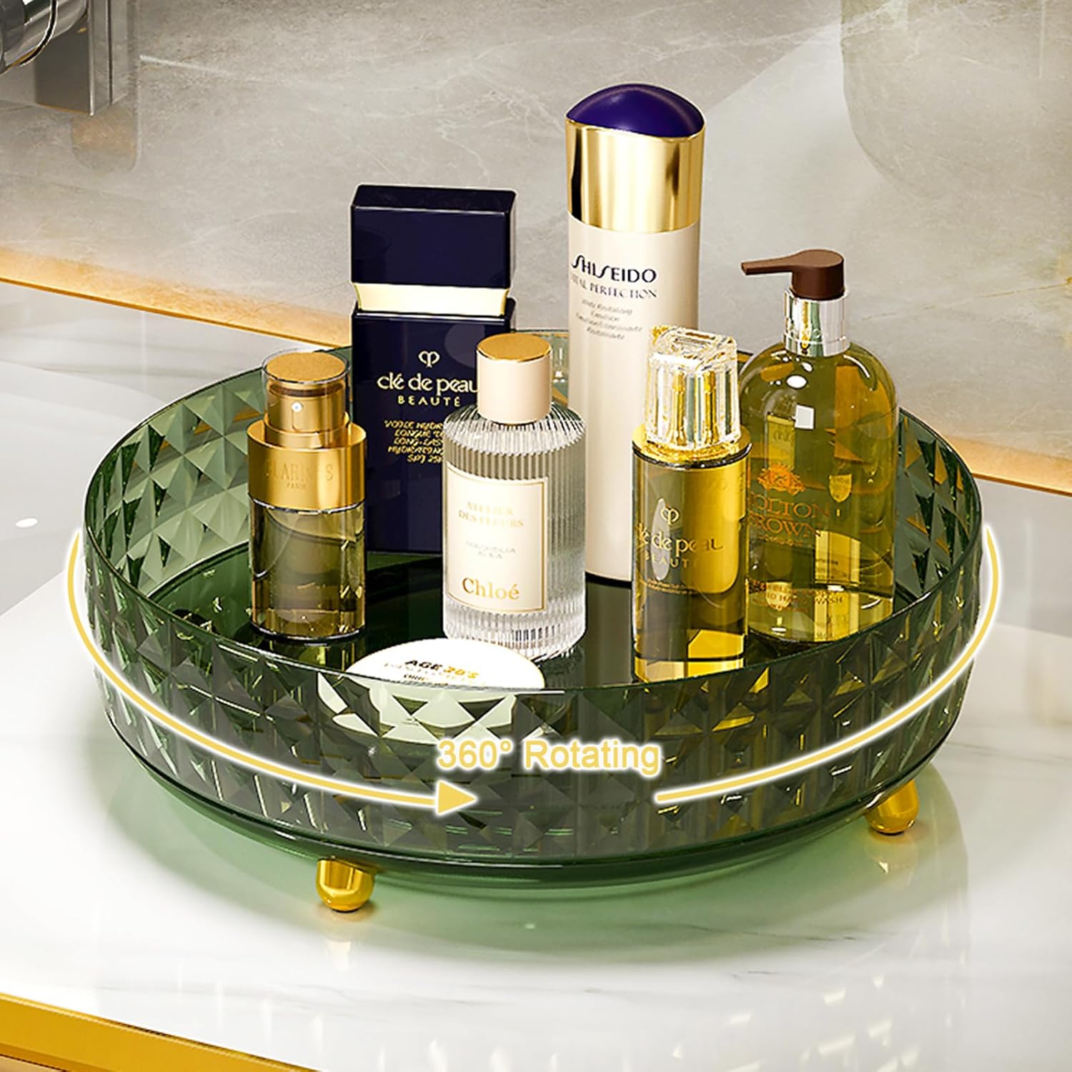 Organizador de maquillaje giratorio 360 para tocador, organizador de almacenamiento de maquillaje cosmético, soporte de maquillaje grande,