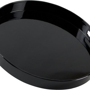 10 Strawberry Street Bandeja redonda de laca de 13.5″ con asas, color negro 10 Strawberry Street Bandeja redonda de laca de 13.5″ con asas, color negro