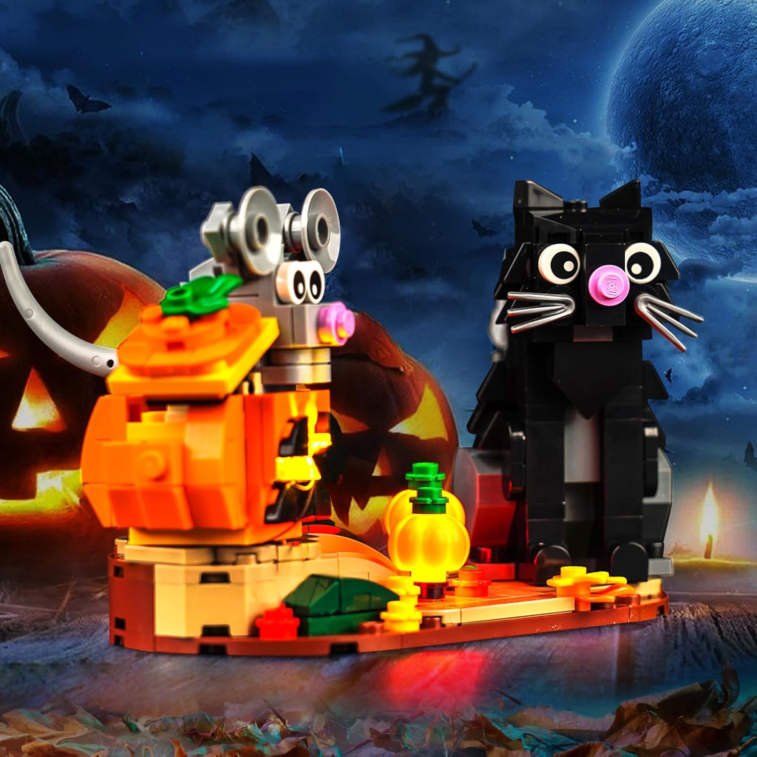 Hilighting Kit de luz LED mejorado para Lego Halloween Cat & Mouse Building Set, compatible con Lego 40570 (modelo no incluido)