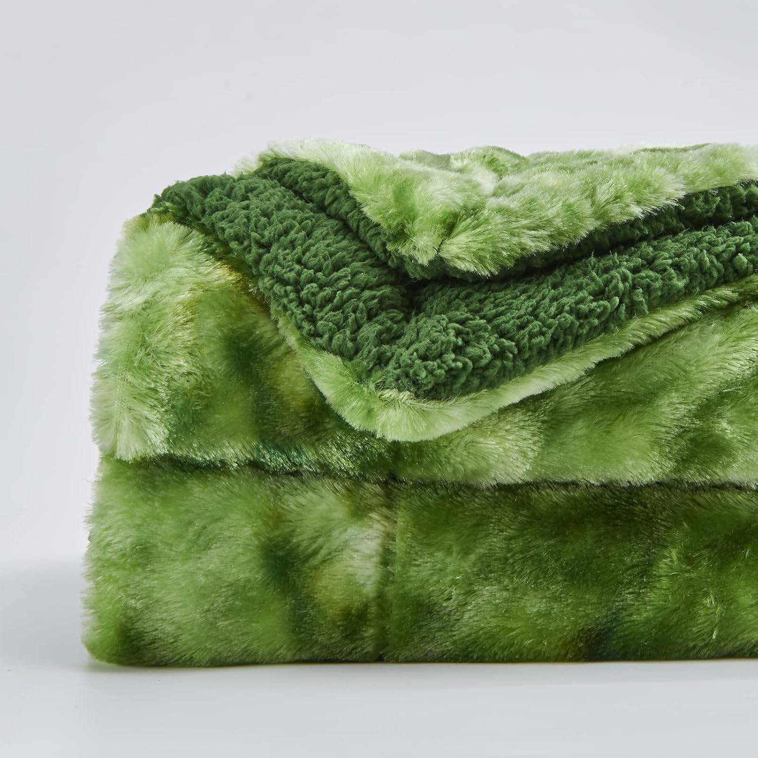 NEWCOSPLAY Manta de piel sintética súper suave para el sofá, manta cálida y mullida para sofá y cama (verde, manta de 50 x 60 pulgadas)