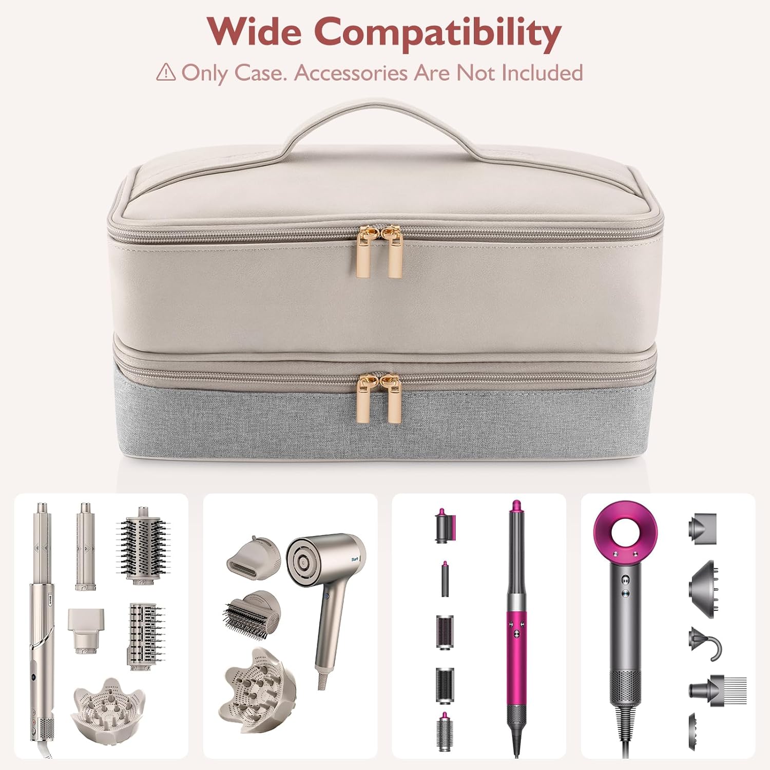 Estuche de transporte de viaje para secador de pelo Shark Flexstyle Dyson Airwrap Brush de doble capa, accesorios para el cabello, bolsa de