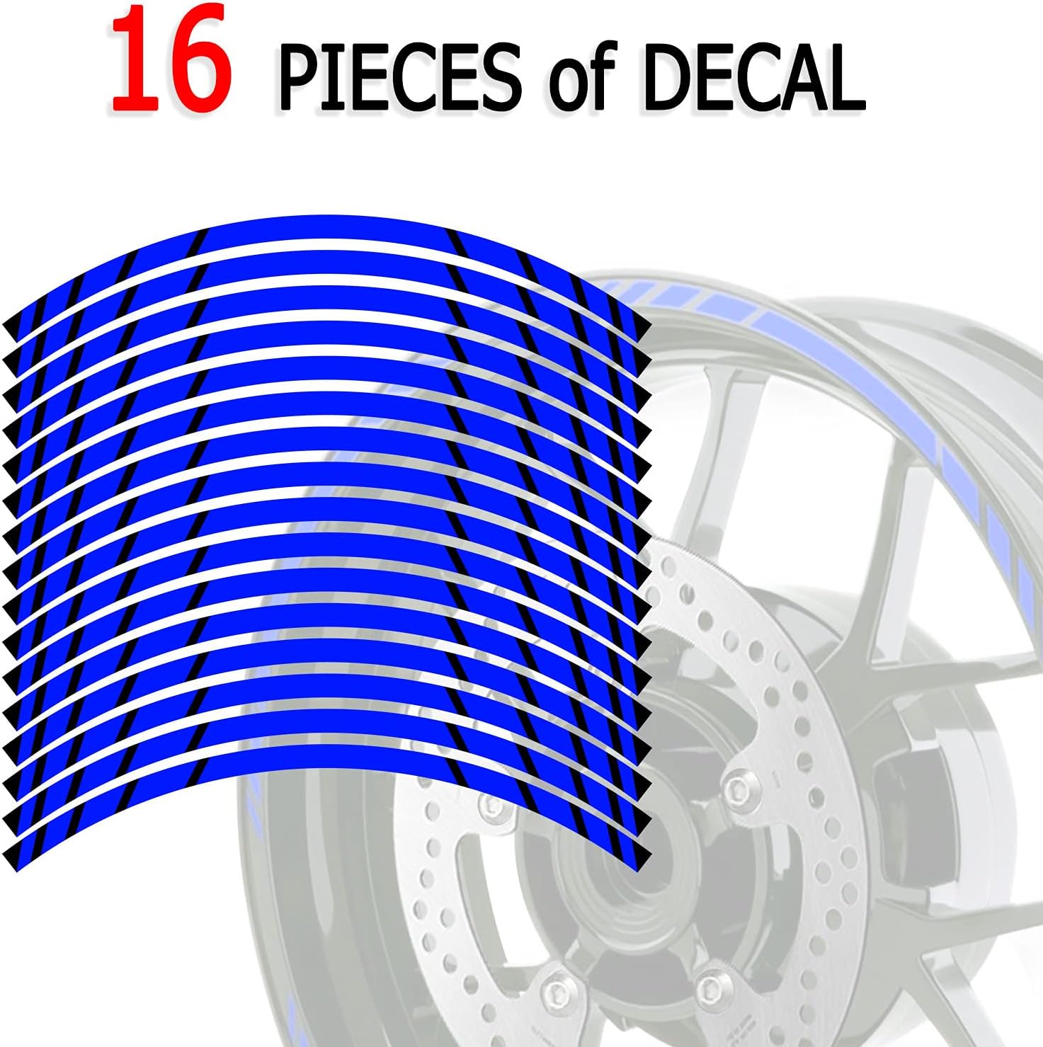 Pegatinas para llantas exteriores de 17 pulgadas S06B compatibles con YZF R125 MT125 MT07 MT10 MT25 FZ25 MT03 (azul)