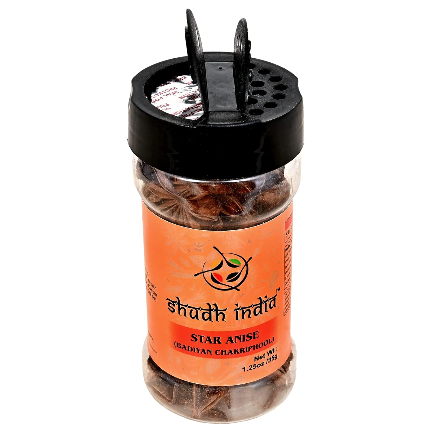 Shudh India Semillas de anís estrellado, vainas enteras (Badian Khatai) Tarro de PET de especias  Todo natural  Apto para gluten  Sin OMG  Vegano