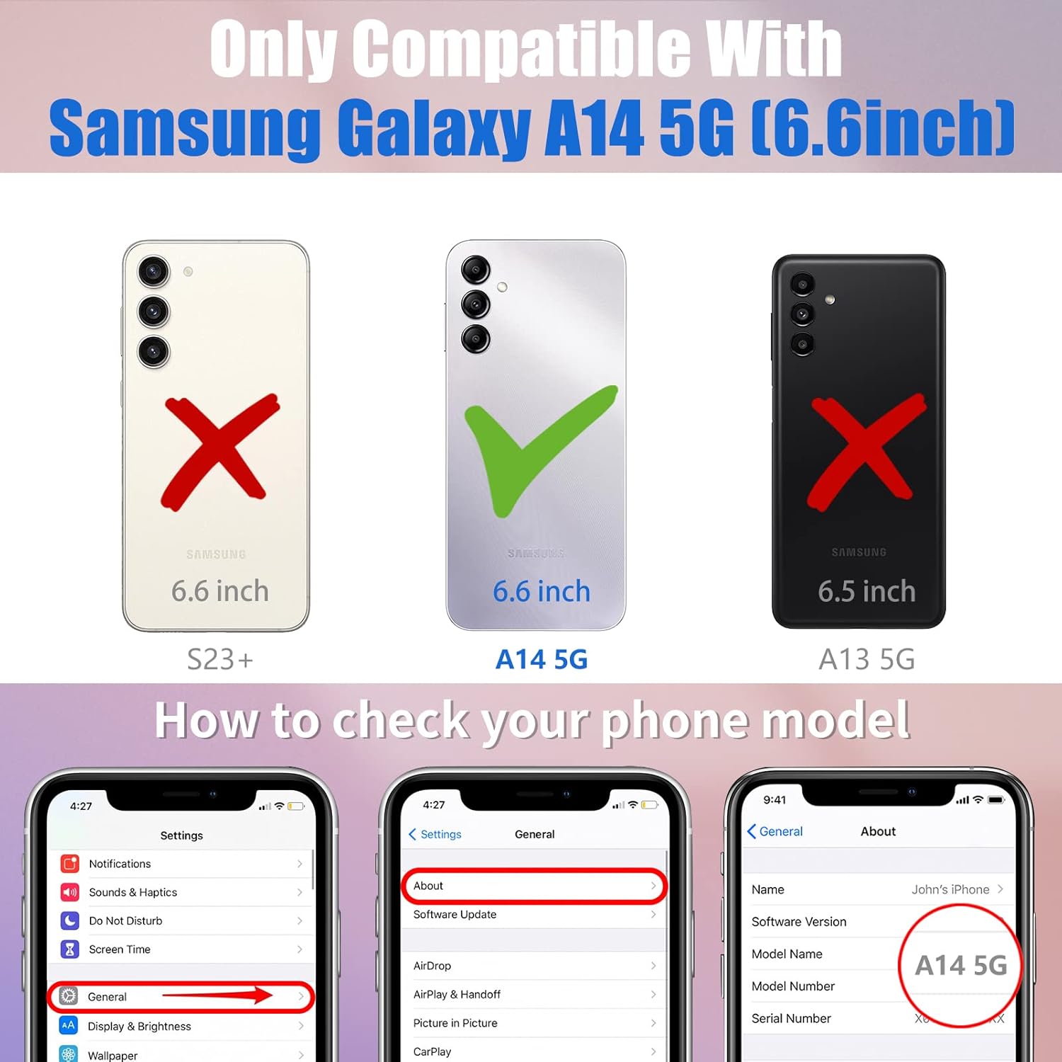 Toycamp Funda para Samsung Galaxy A14 5G con soporte de anillo, bonito y divertido diseño de mariposas Coloful para mujeres, niñas, niños y